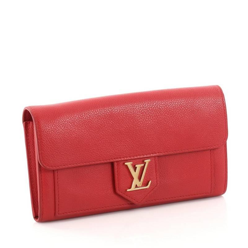 Red Louis Vuitton Lockme Wallet Calfskin