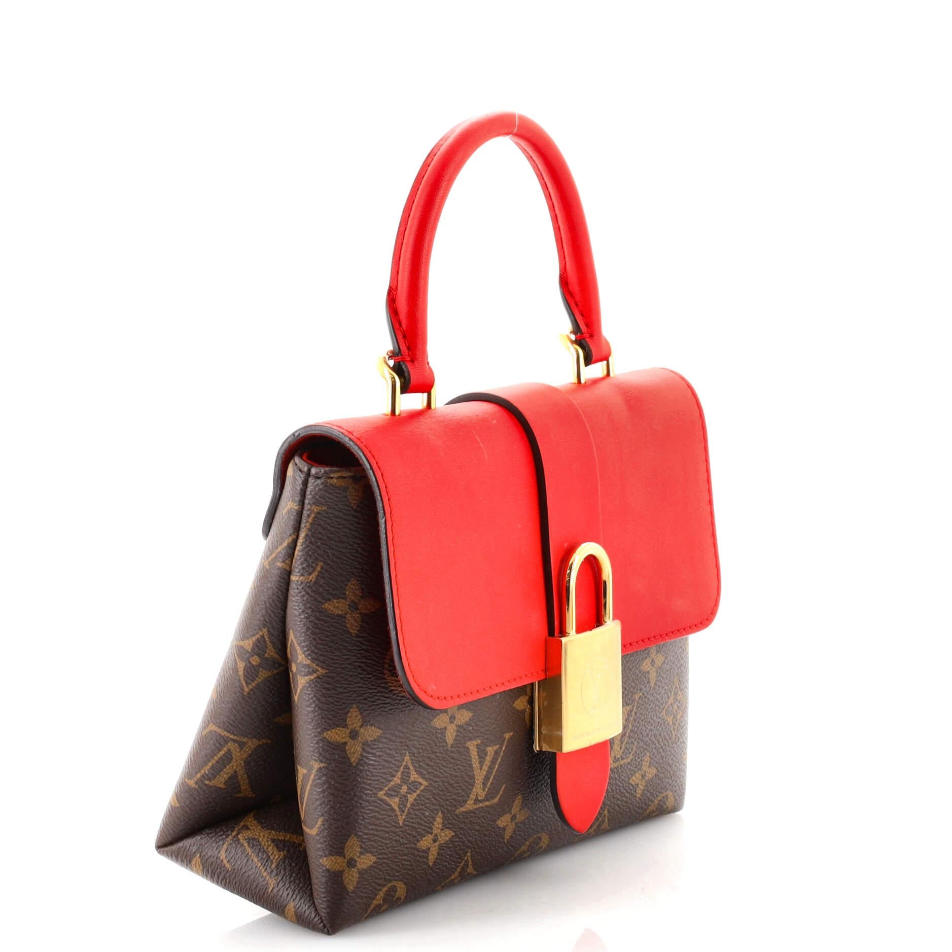Red Louis Vuitton Locky Handbag Monogram Canvas with Leather BB