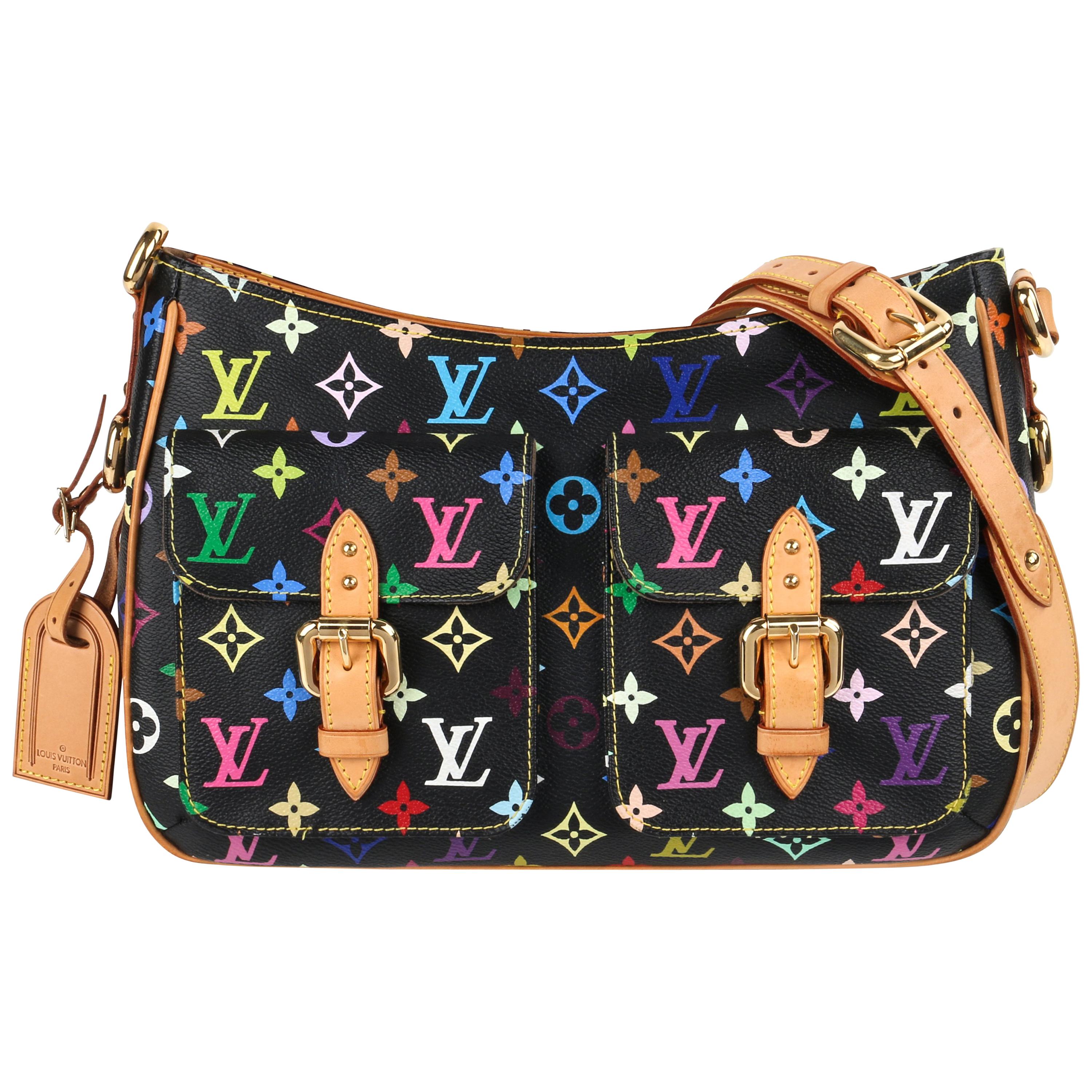 LOUIS VUITTON "Lodge GM" Black Multicolor Monogram Takashi Murakami Shoulder Bag