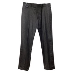 Louis Vuitton Logo Buckle Straight-Leg Trousers in Grey Wool