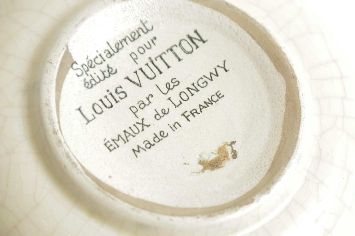 Longwy for Louis Vuitton Logo Enameled Glazed Porcelain Bowl Mid-Century Modern 1