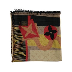 Louis Vuitton Logo Monogram Jungle Fever Printed Silk & Wool Scarf - '10s