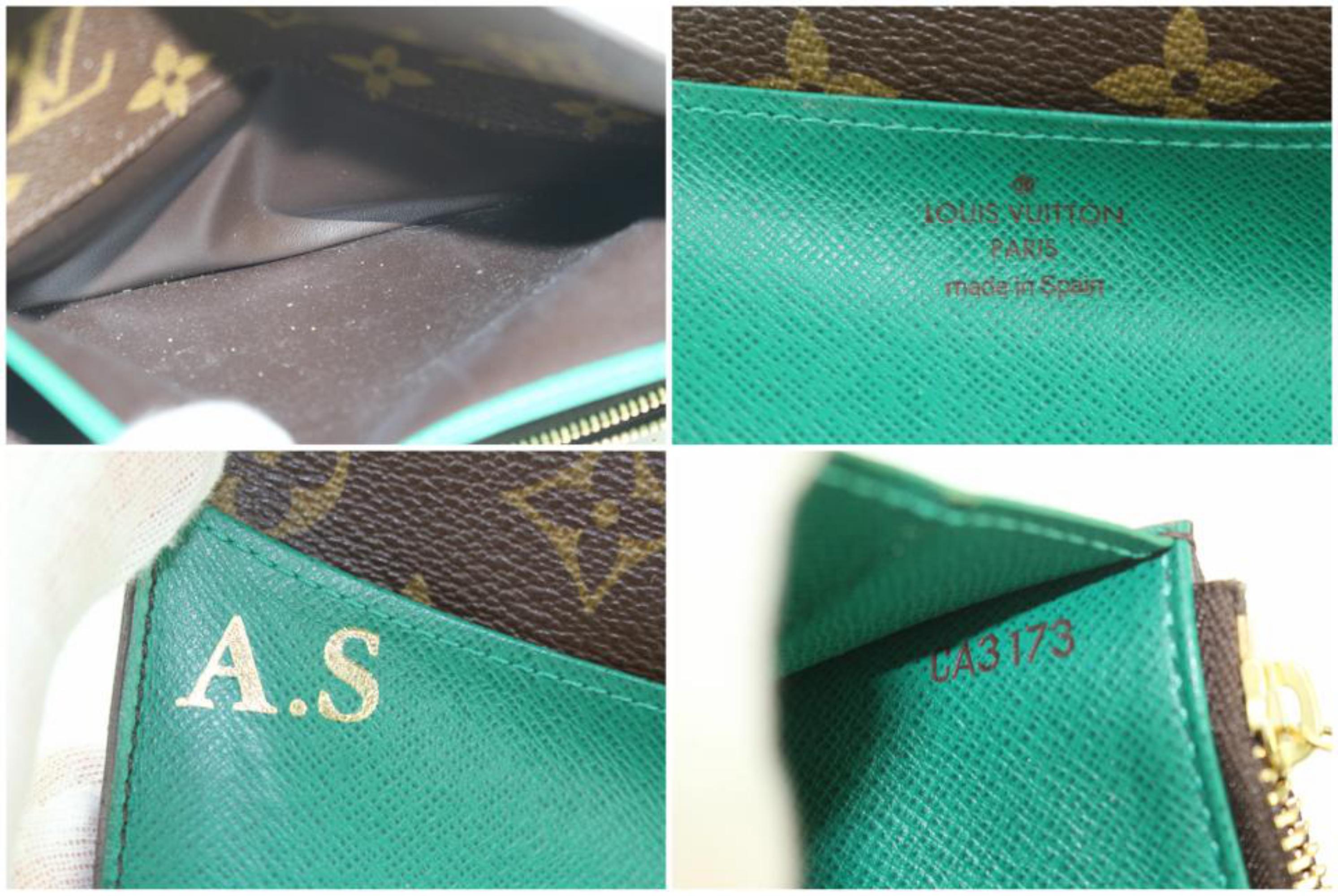 Women's Louis Vuitton Long Wallet Green Emilie Flap 19lz1812 Brown Coated  Canvas Clutch For Sale