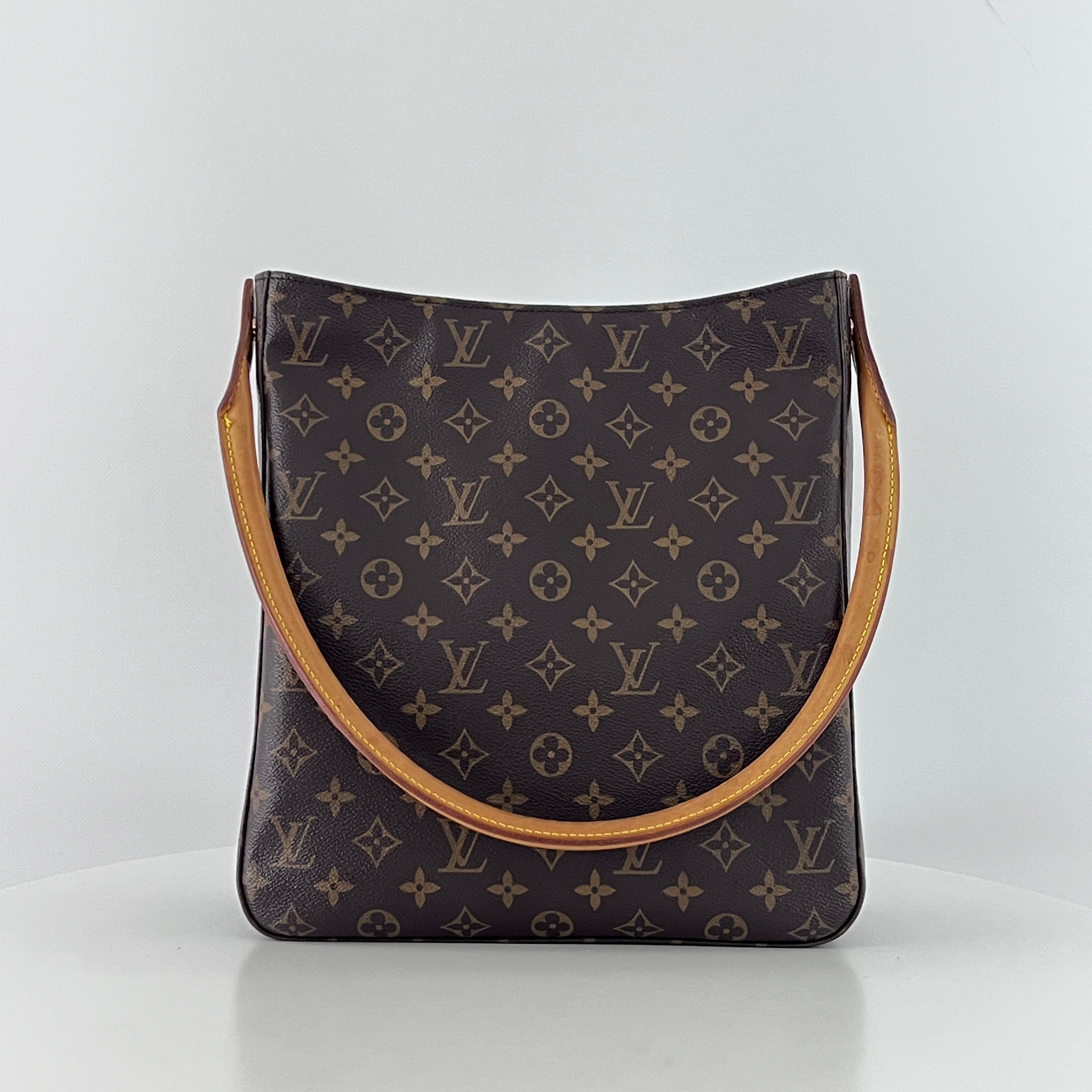 Noir Louis Vuitton Looping GM Shoulder Bag Monogram Canvas Brown 2001 en vente