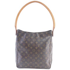 Vintage Louis Vuitton Looping Hobo Monogram Gm 225980 Brown Coated Canvas Shoulder Bag