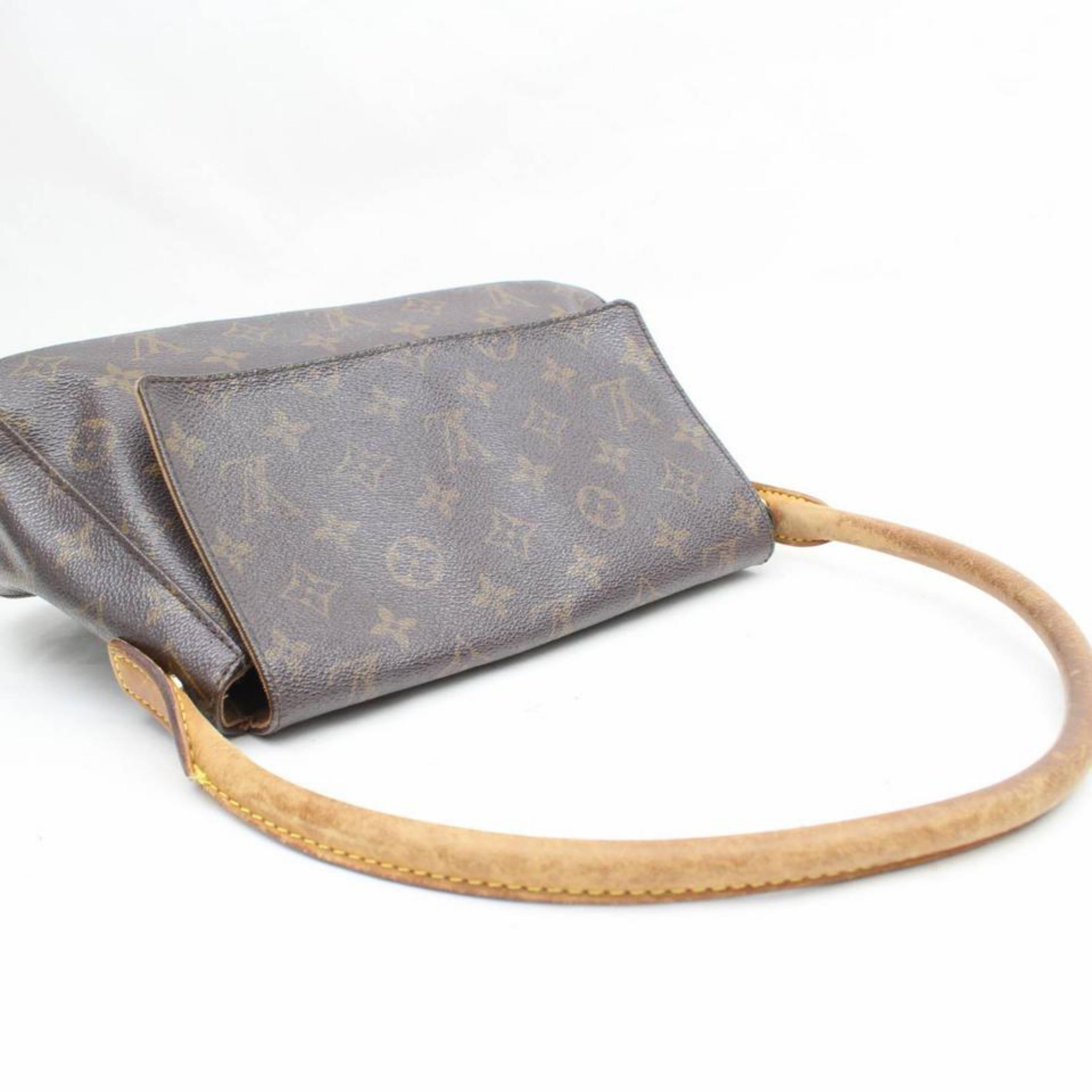 Louis Vuitton Looping Monogram Mini Pm 869105 Brown Coated Canvas Satchel For Sale 2