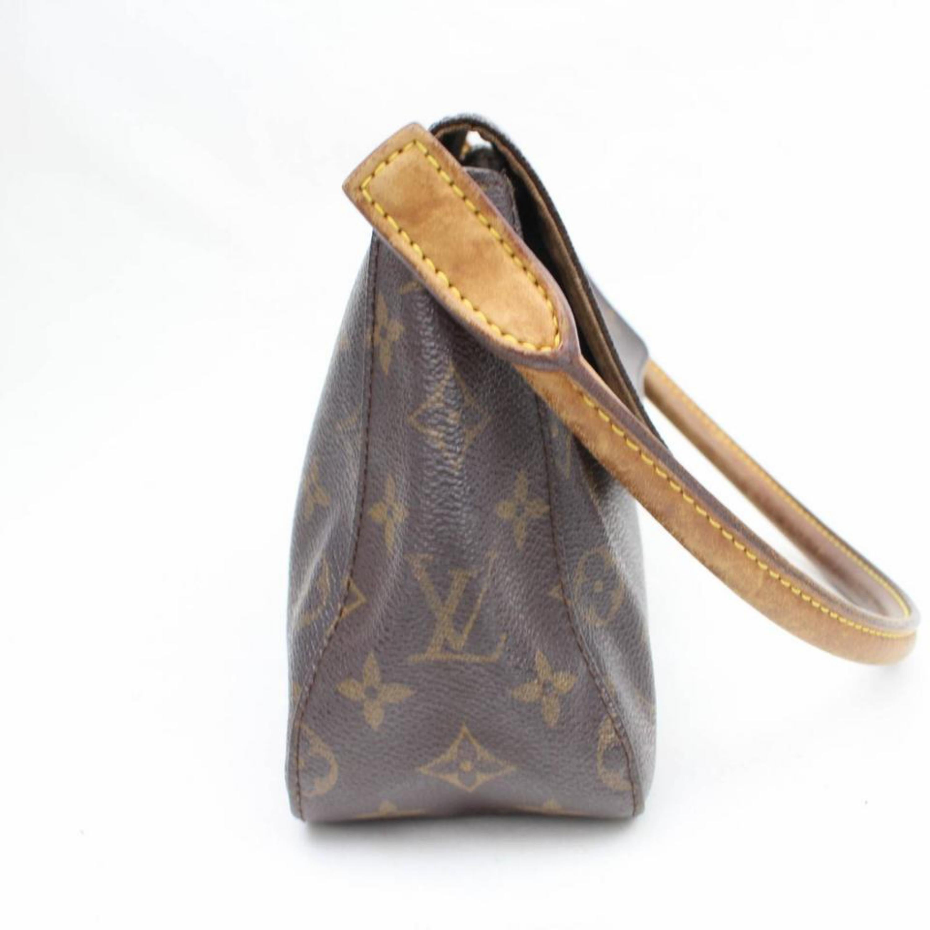Louis Vuitton Looping Monogram Mini Pm 869105 Brown Coated Canvas Satchel In Good Condition For Sale In Forest Hills, NY