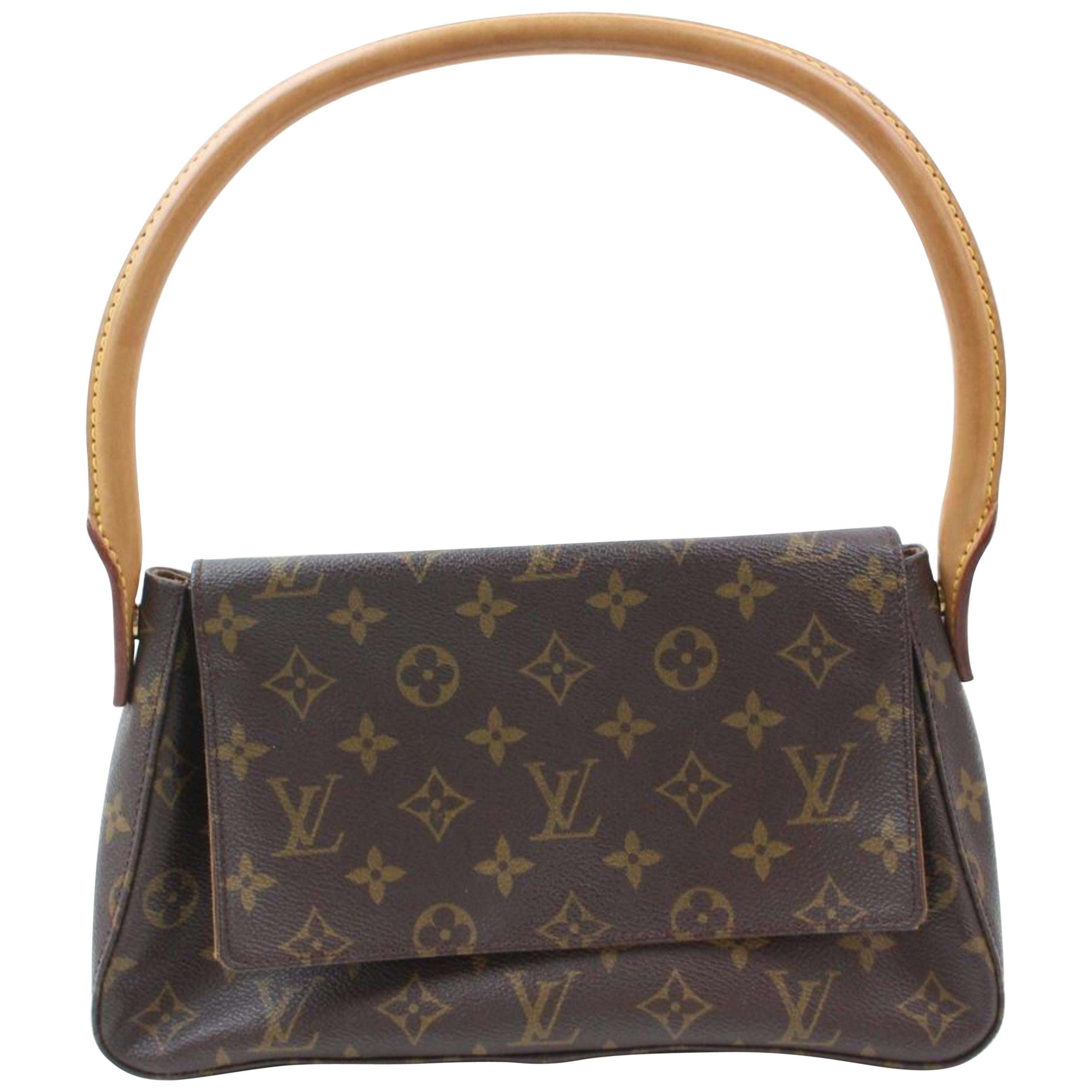 Louis Vuitton Looping Monogram Mini Pm Flap 869127 Brown Coated Canvas Shoulder For Sale