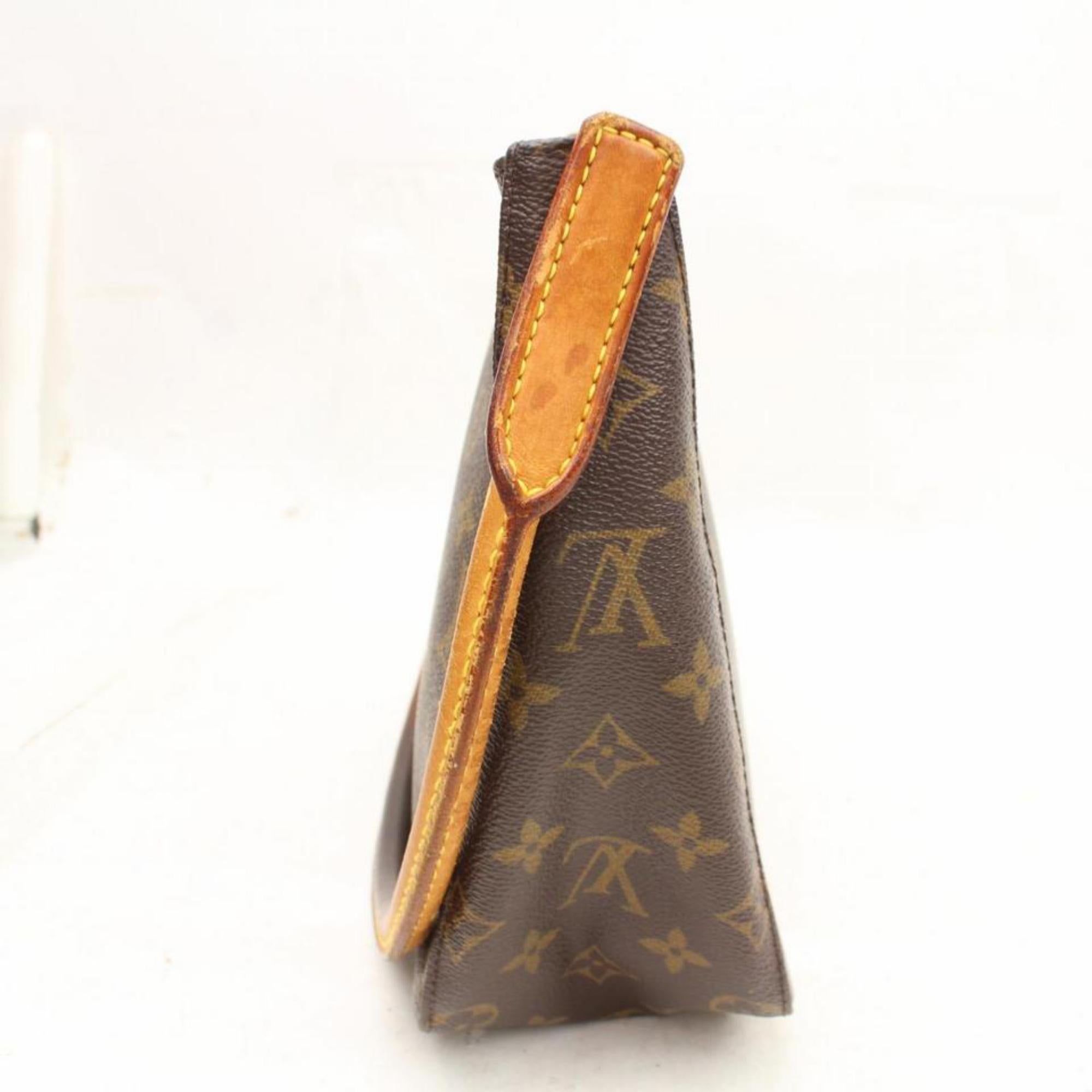Louis Vuitton Looping Monogram Mm 866198 Brown Coated Canvas Shoulder Bag In Good Condition For Sale In Forest Hills, NY