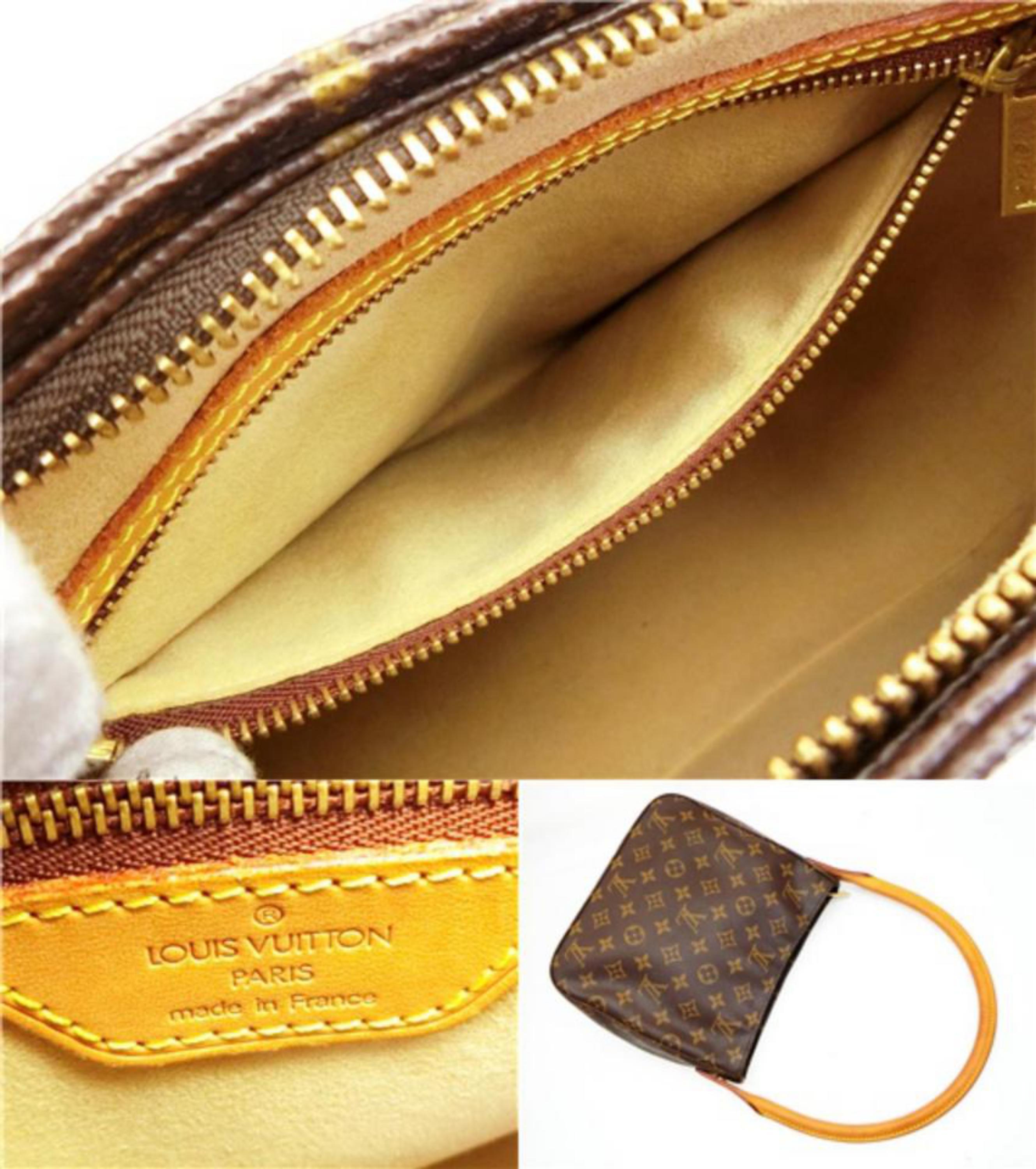 Brown Louis Vuitton Looping Monogram Mm Zip Hobo 228910 Coated Canvas Shoulder Bag For Sale