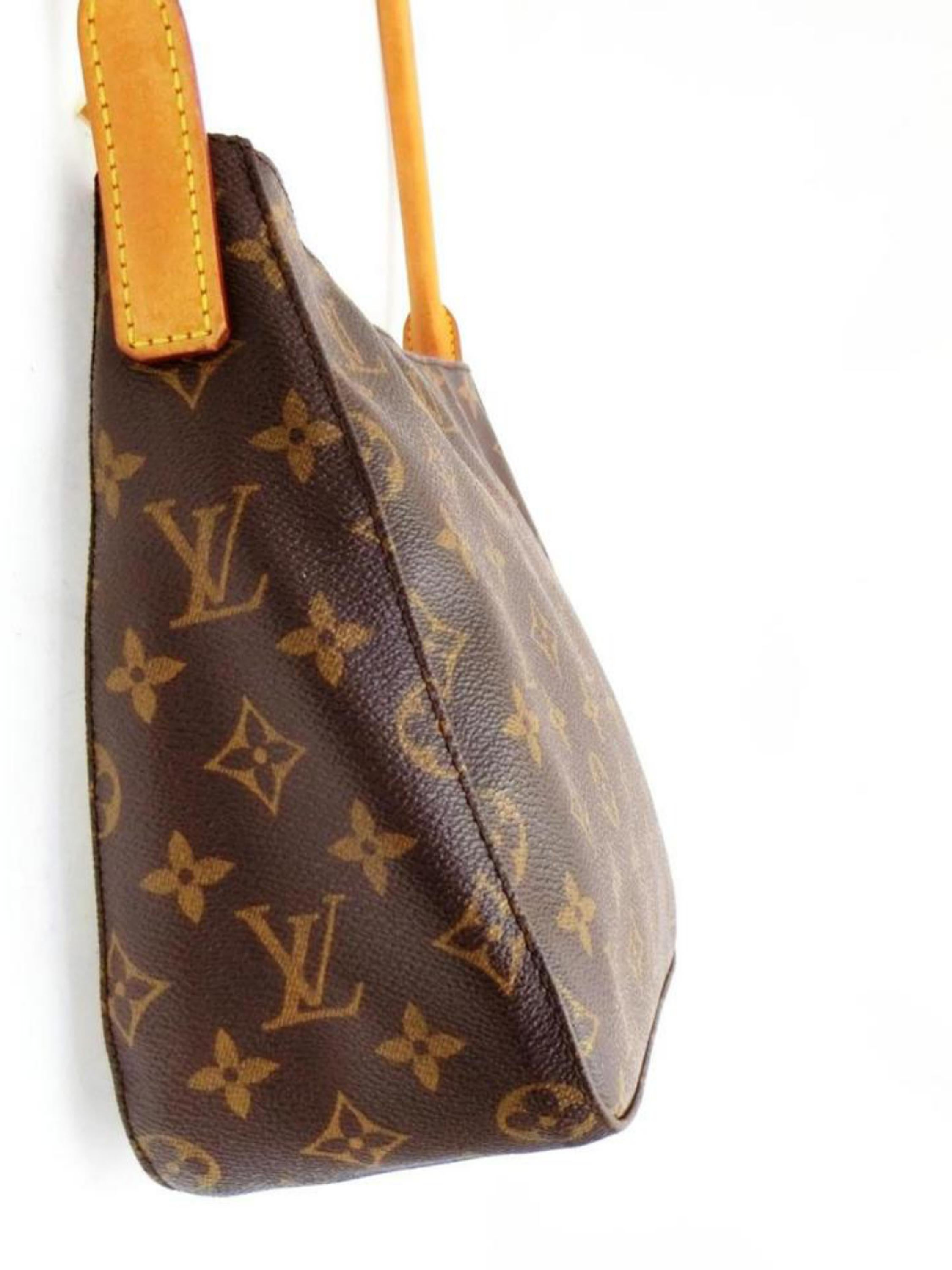 Women's Louis Vuitton Looping Monogram Mm Zip Hobo 228910 Coated Canvas Shoulder Bag For Sale
