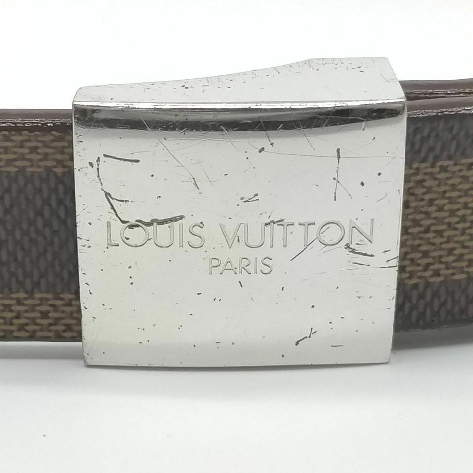Louis Vuitton Louis Vuitton 75/30 Damier Ebene Ceinture Carre Belt Silvertone For Sale 7