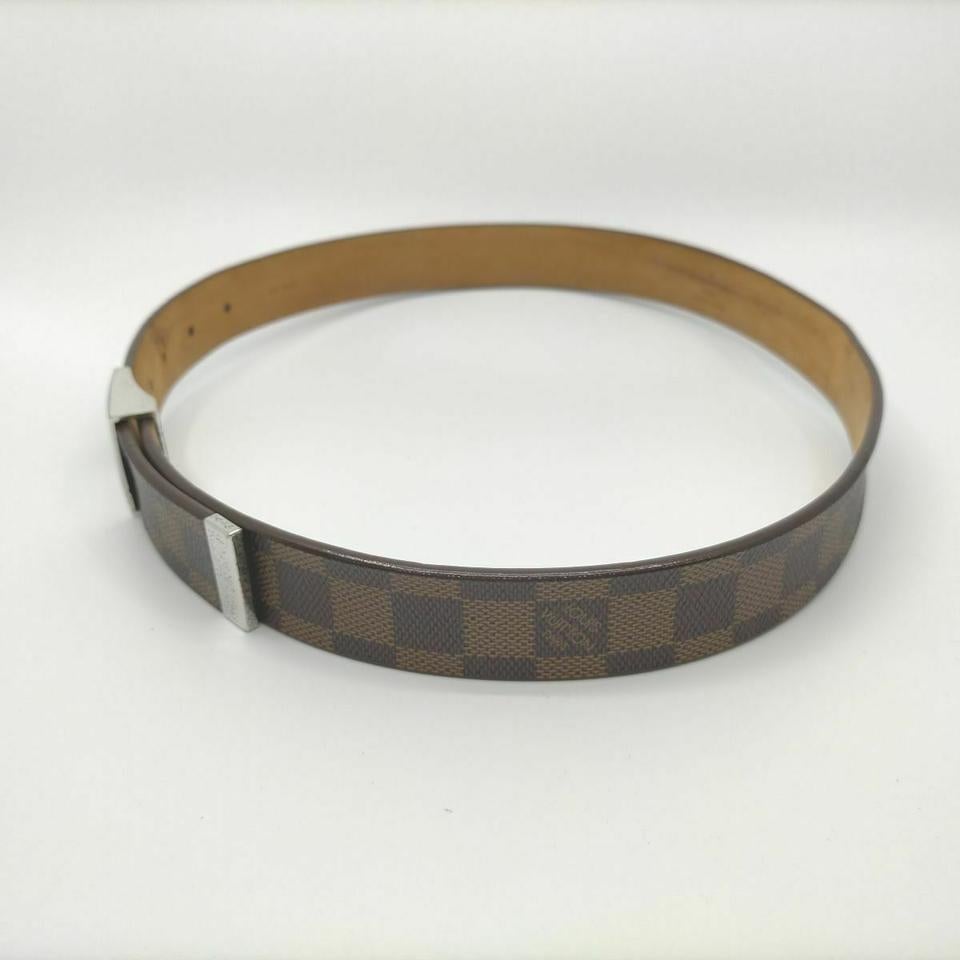 Marron Louis Vuitton Louis Vuitton 75/30 Damier Ebene Ceinture Carre Belt Silvertone en vente
