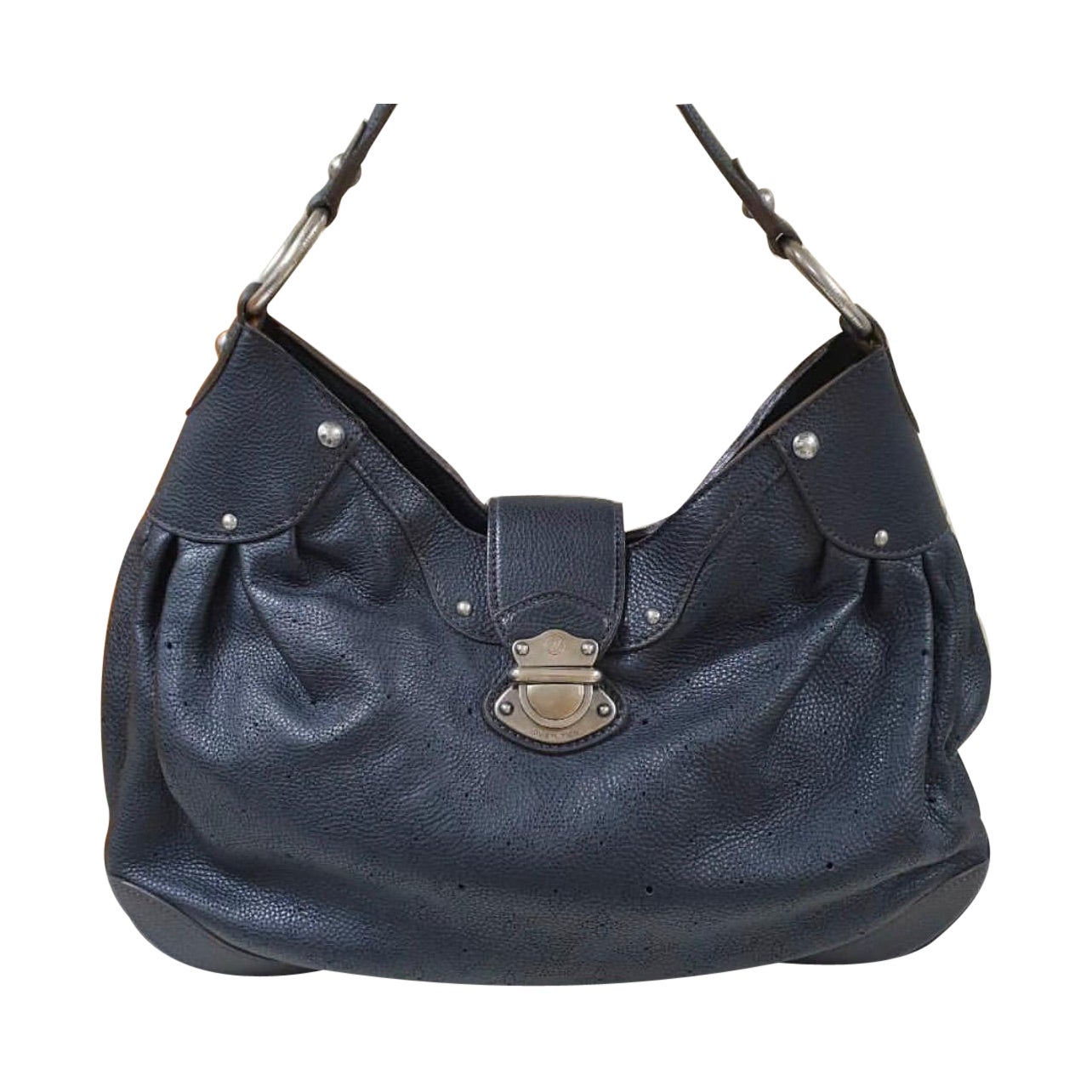 Louis Vuitton Louis Vuitton Black Mahina Leather Solar GM Bag