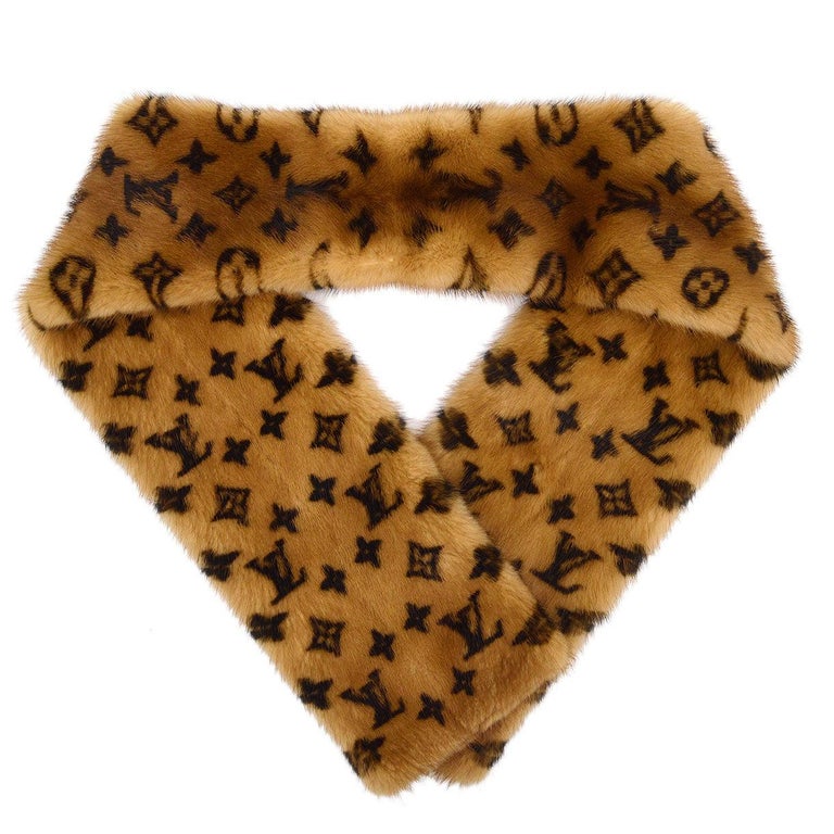 Louis Vuitton Monogram Mink Fur Scarf Stole Wrap 582893