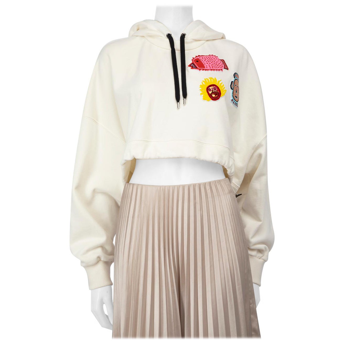 Louis Vuitton Louis Vuitton x Yayoi Kusama Ecru Patch Detail Cropped Hoodie Size