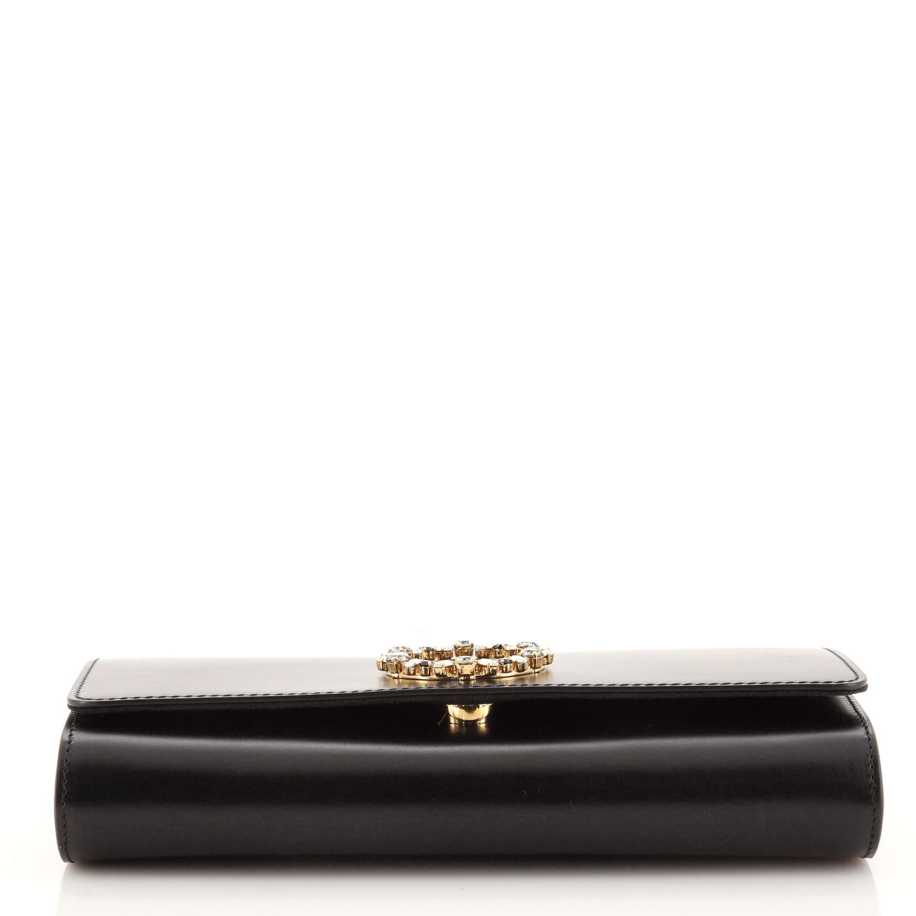 Black Louis Vuitton Louise Clutch Crystal Embellished Leather EW