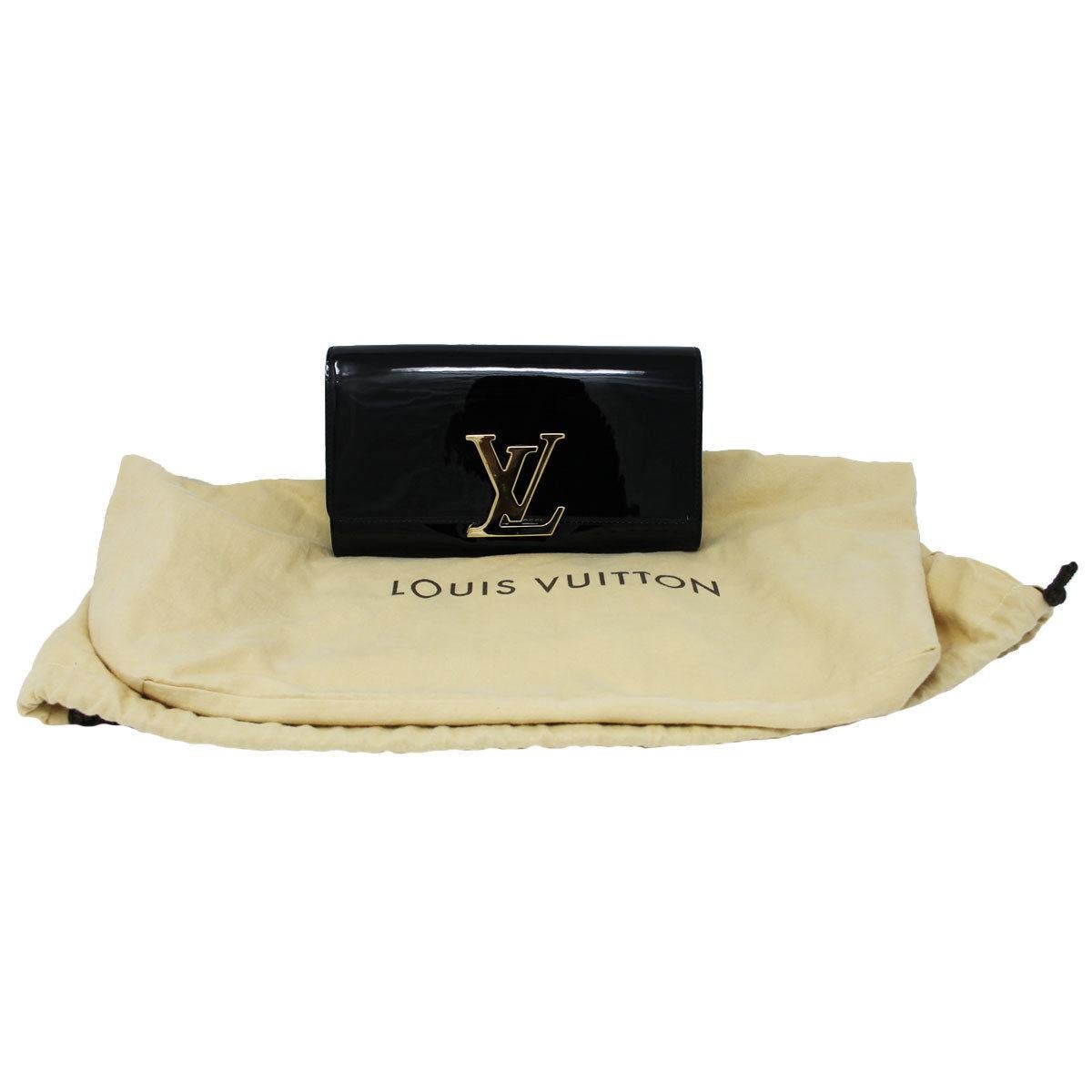 Louis Vuitton Louise Clutch GHW Black Patent Leather In Dust Bag 7