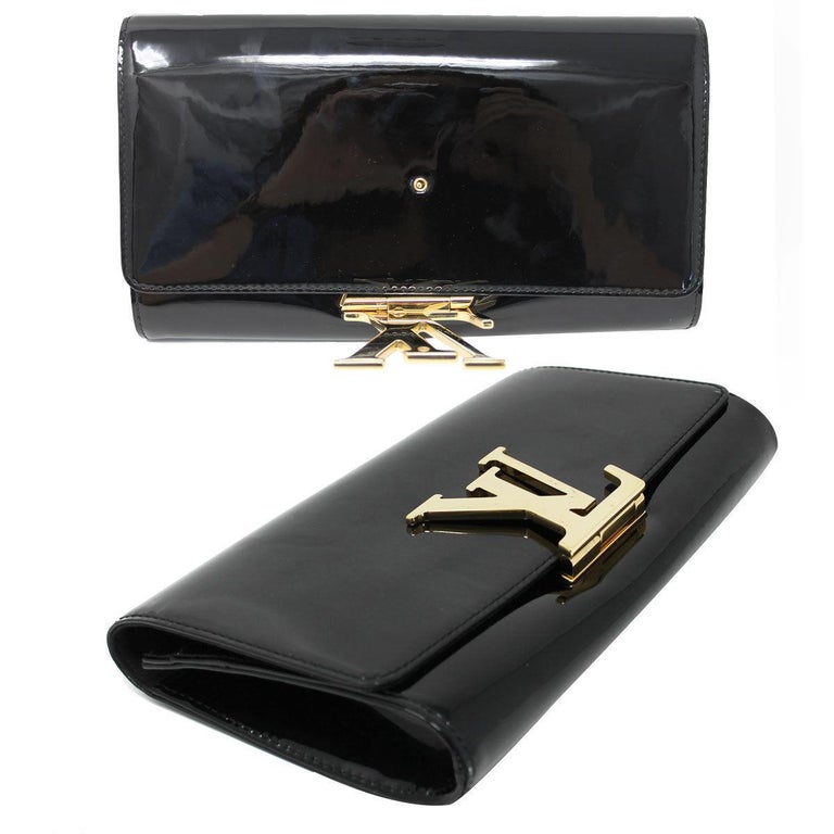 Louis Vuitton Louise Clutch GHW Black Patent Leather In Dust Bag at 1stDibs