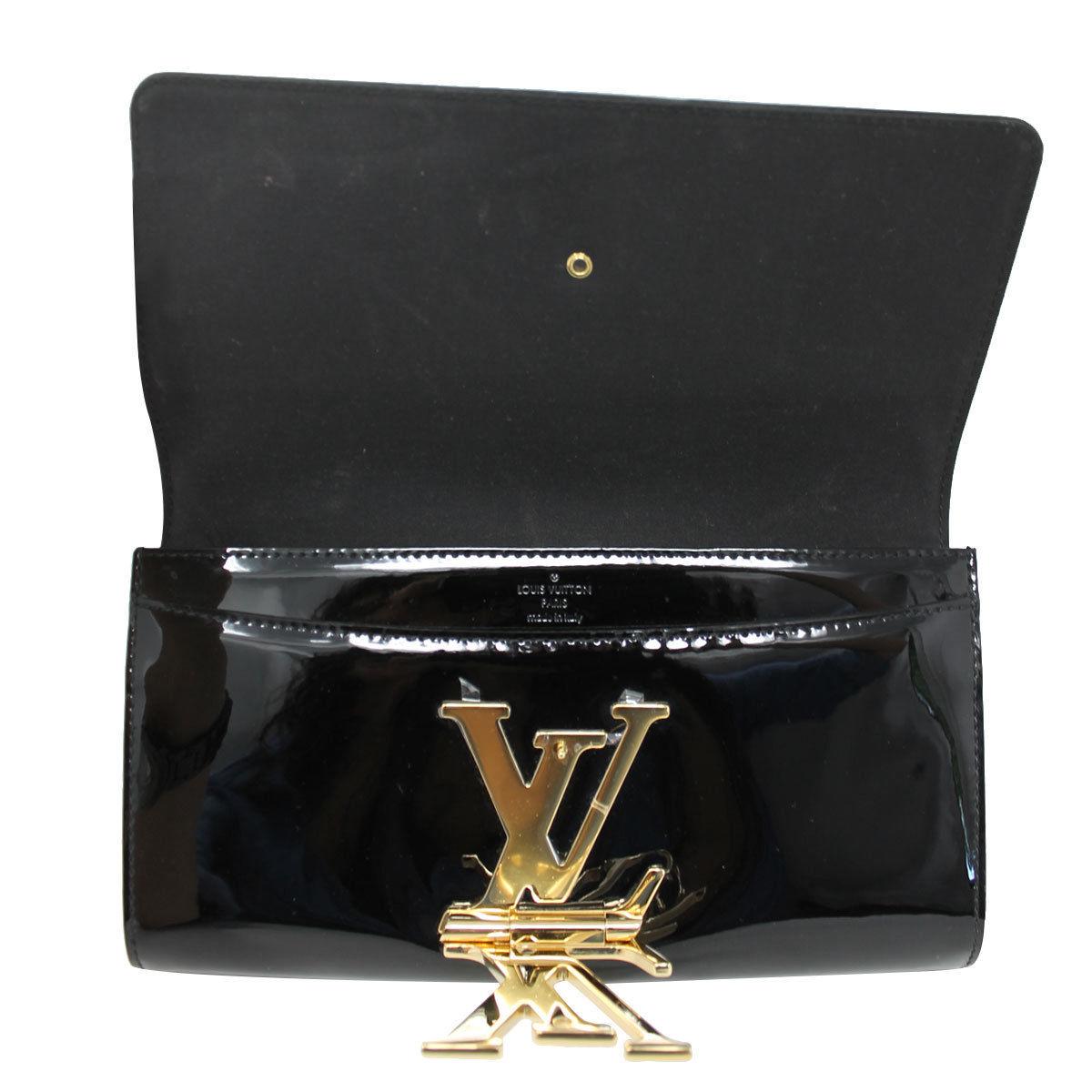 Louis Vuitton Louise Clutch GHW Black Patent Leather In Dust Bag 1