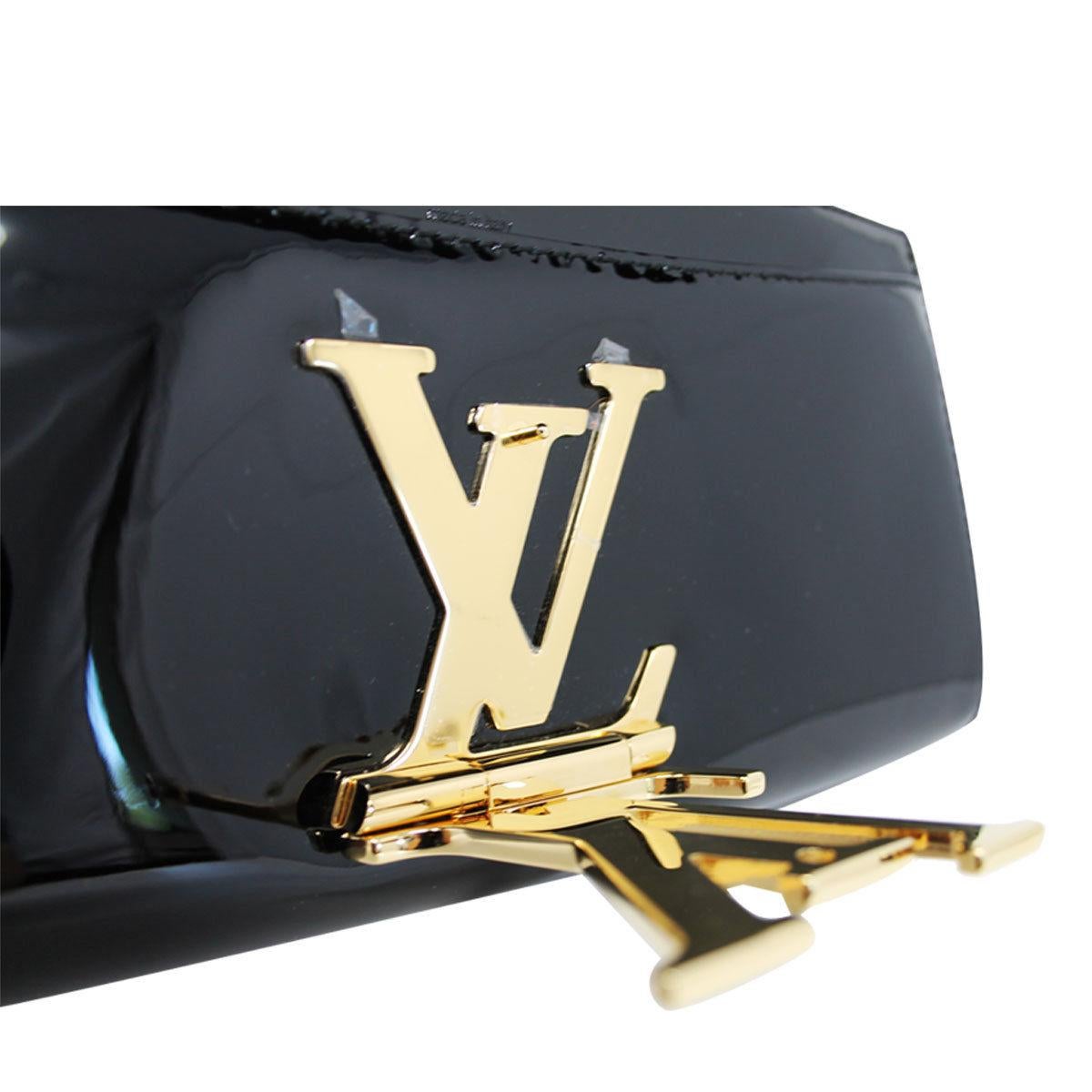Louis Vuitton Louise Clutch GHW Black Patent Leather In Dust Bag 2