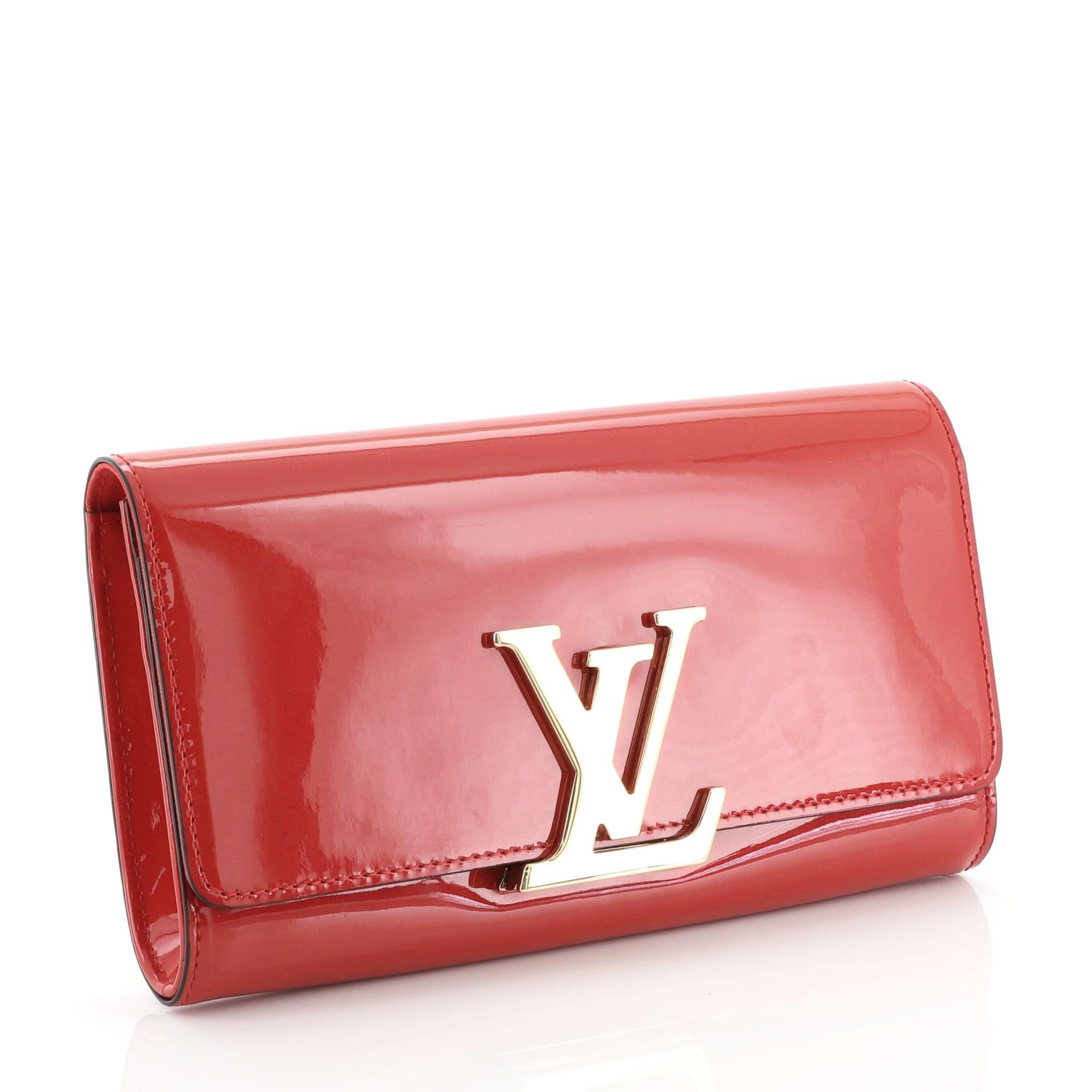 Red Louis Vuitton Louise Clutch Patent East West