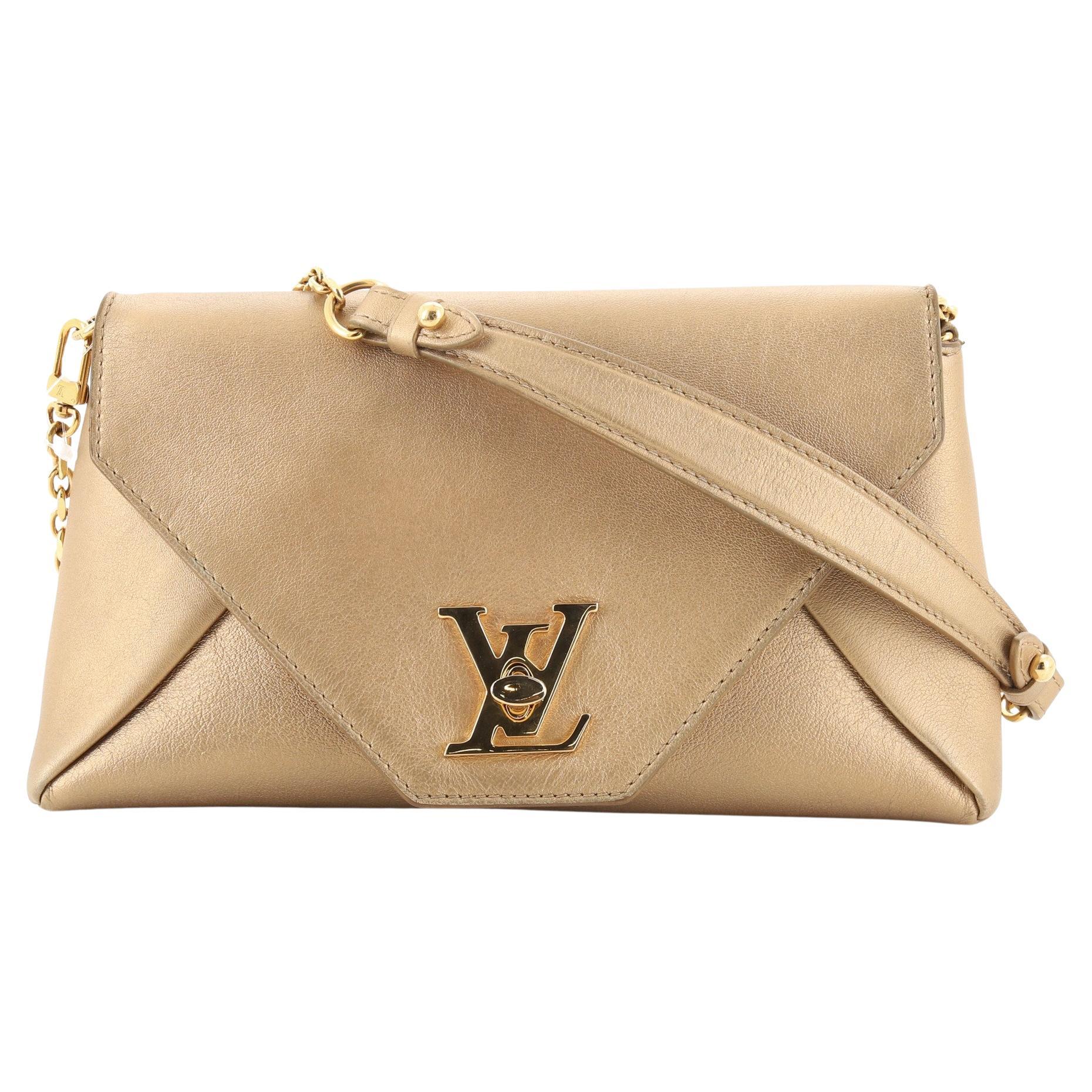 Louis Vuitton Sone Beige Patent Leather Clutch With Dust Bag