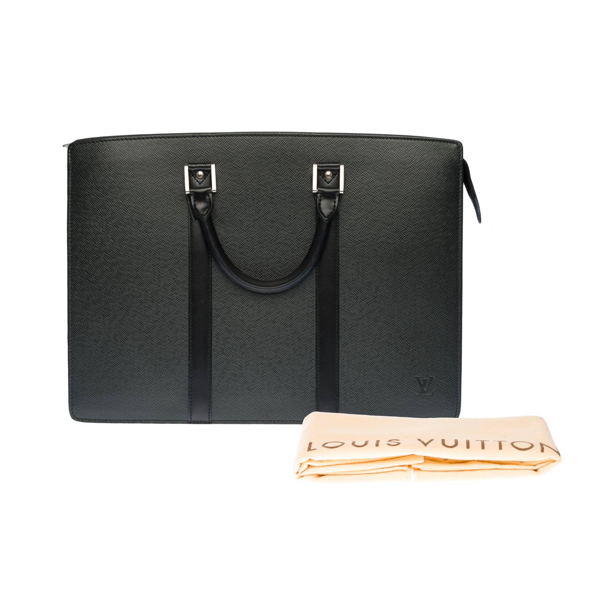 Louis Vuitton Lozan Briefcase in black taiga leather, BPHW 6