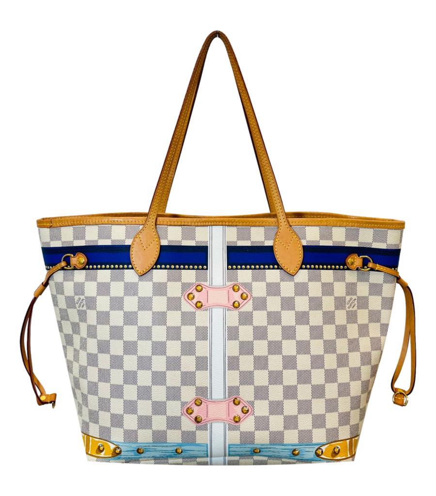 Women's Louis Vuitton Ltd. Ed. Damier Azur Summer Trunks Knokke Neverfull MM Bag & Pouch For Sale