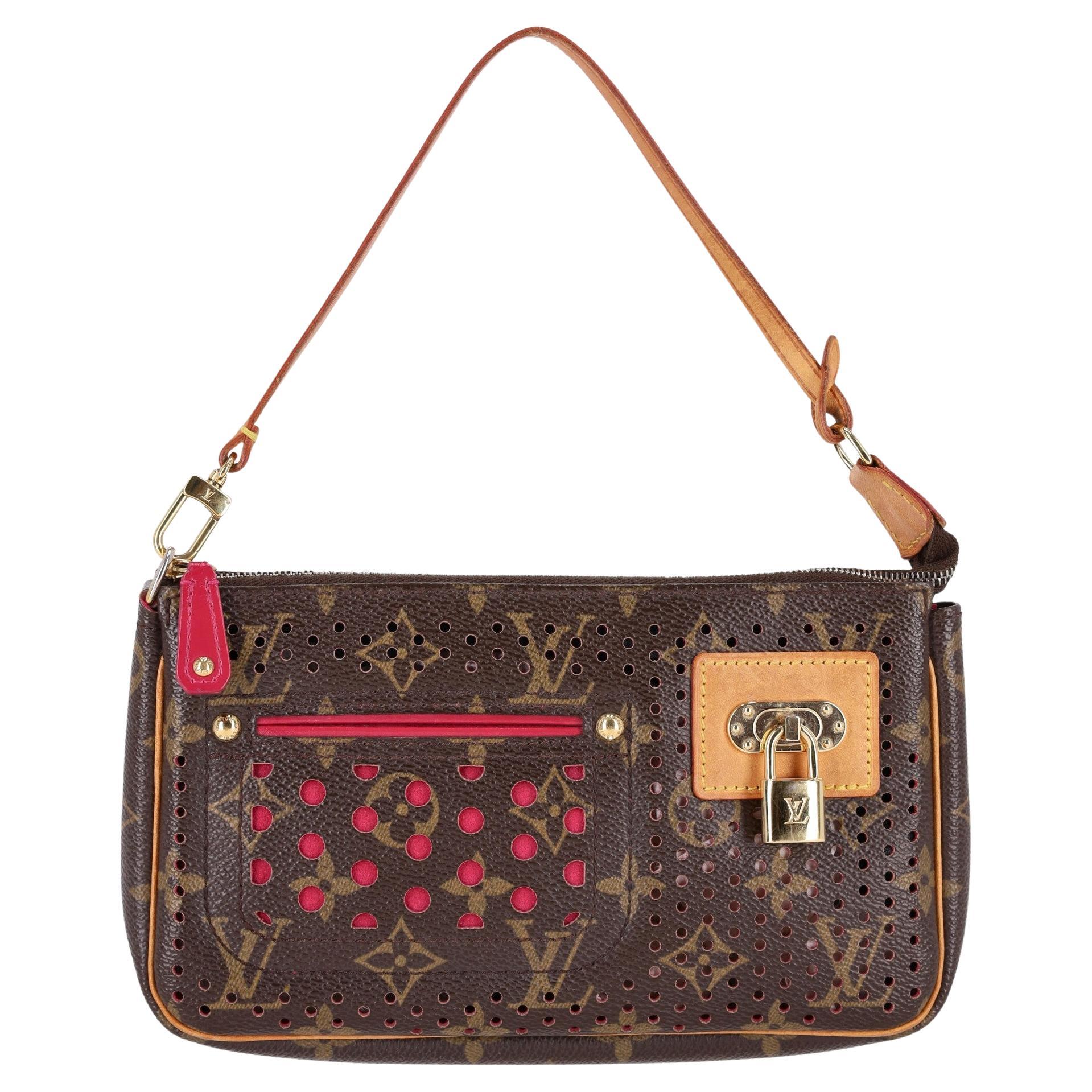 Louis Vuitton Ltd Edition Monogram Perforated Coated Canvas Pochette Bag For Sale