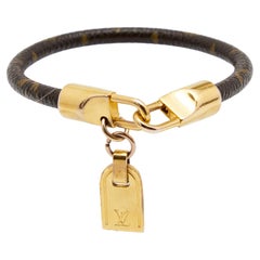 Louis Vuitton Luck It Brown Monogram Canvas Gold Tone Bracelet