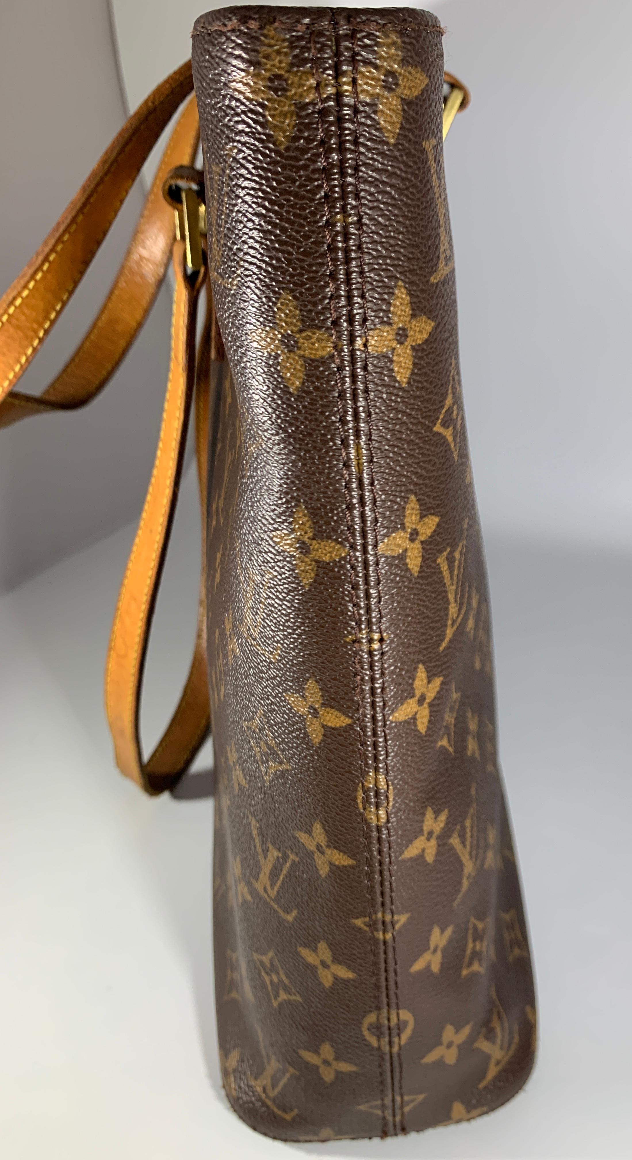 Louis VUITTON  Luco Leather Beige Monogram Canvas Tote, Brown  In Fair Condition In New York, NY