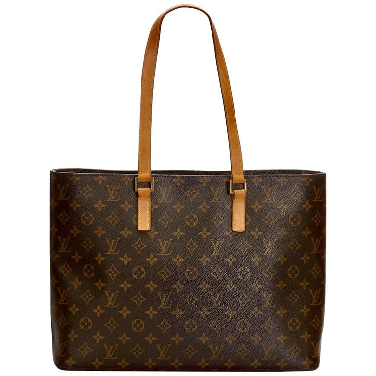 Louis VUITTON Luco Leather Beige Monogram Canvas Tote, Brown, (Size One ...