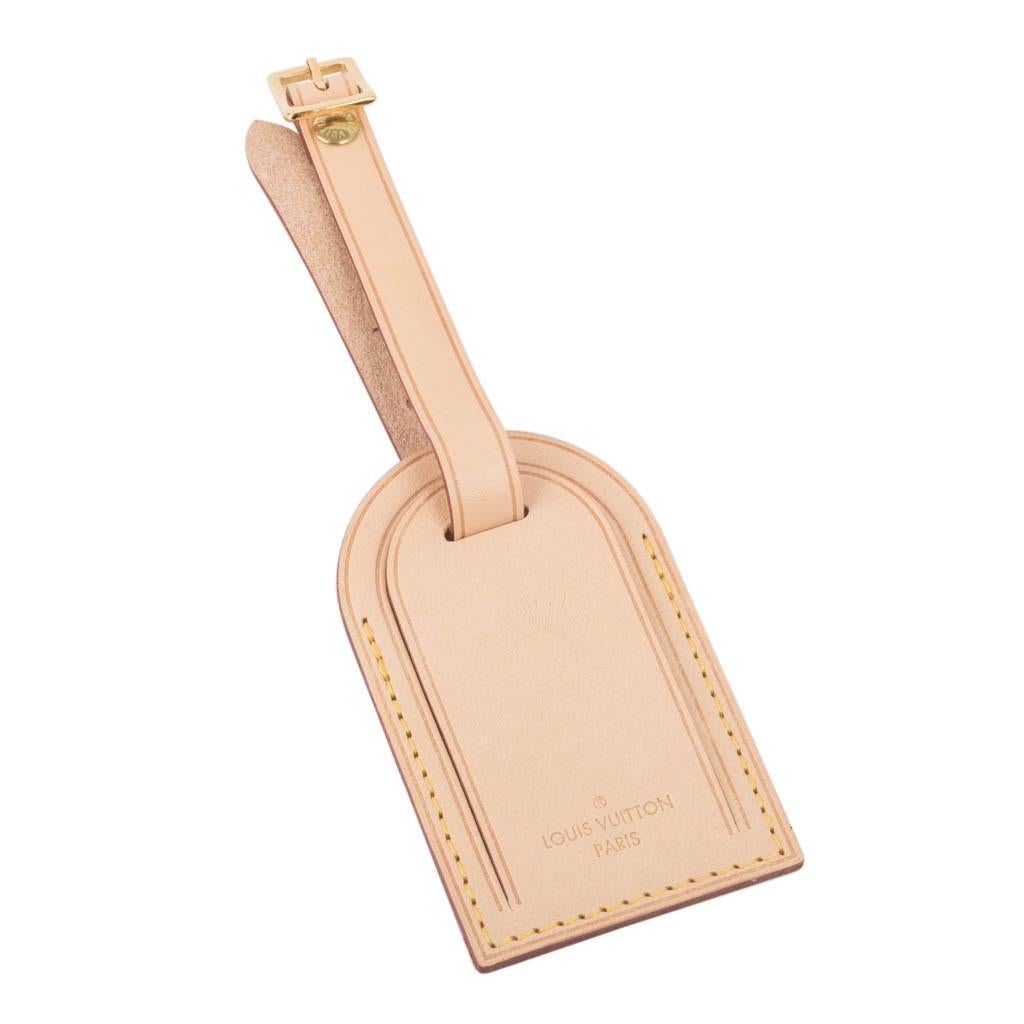 Beige Louis Vuitton Luggage Tag Vachetta w/ Sunburst  For Sale