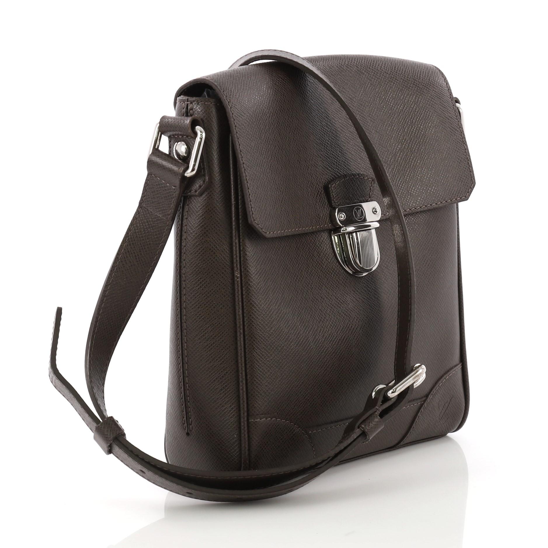 Black Louis Vuitton Luka Ardoise Handbag Taiga Leather