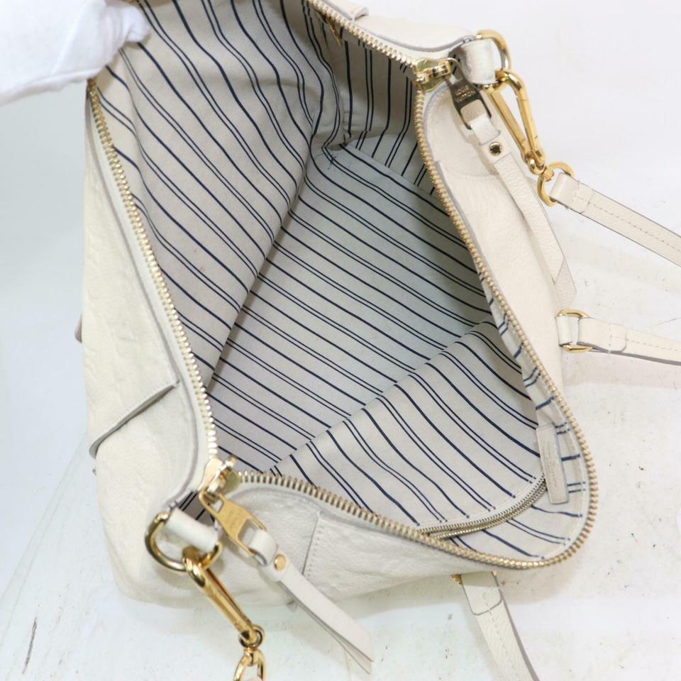 Louis Vuitton Lumineuse Leather 2way Zip Tote 870872 White Monogram Empreinte  In Good Condition In Dix hills, NY