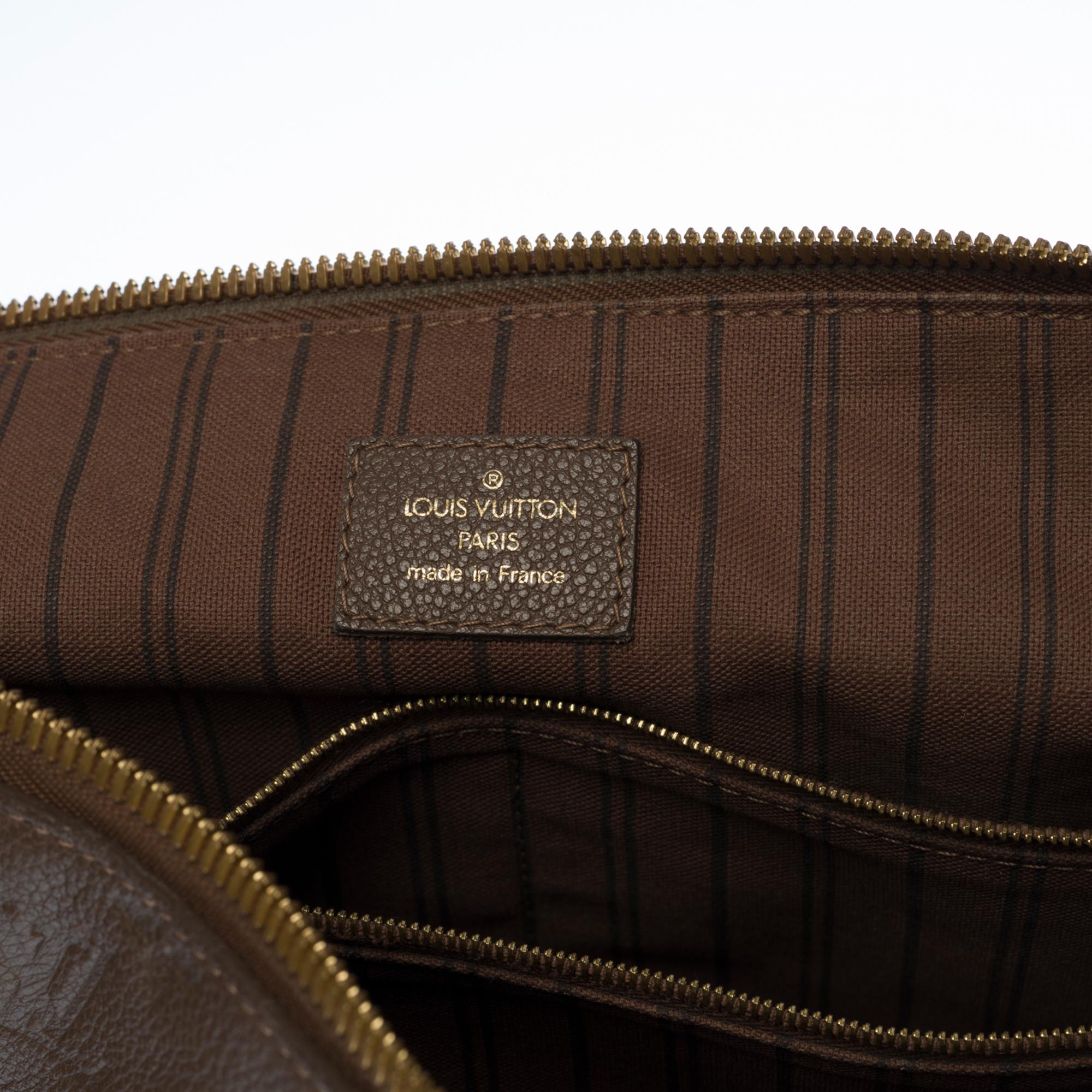 Black Louis Vuitton Lumineuse Shoulder bag in brown empreinte leather, GHW
