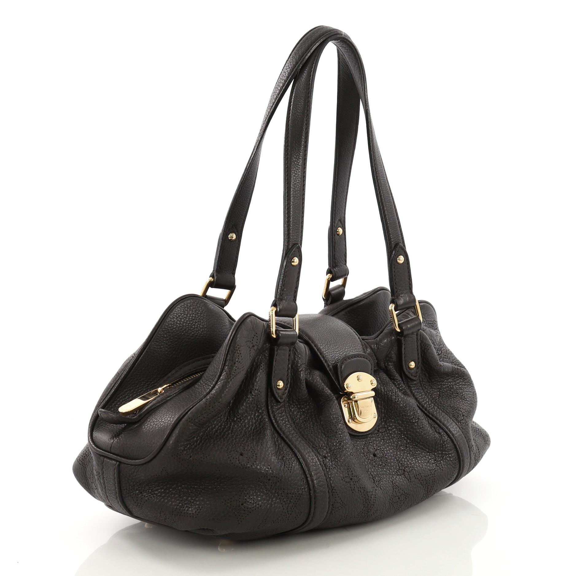 Black Louis Vuitton Lunar Handbag Mahina Leather PM