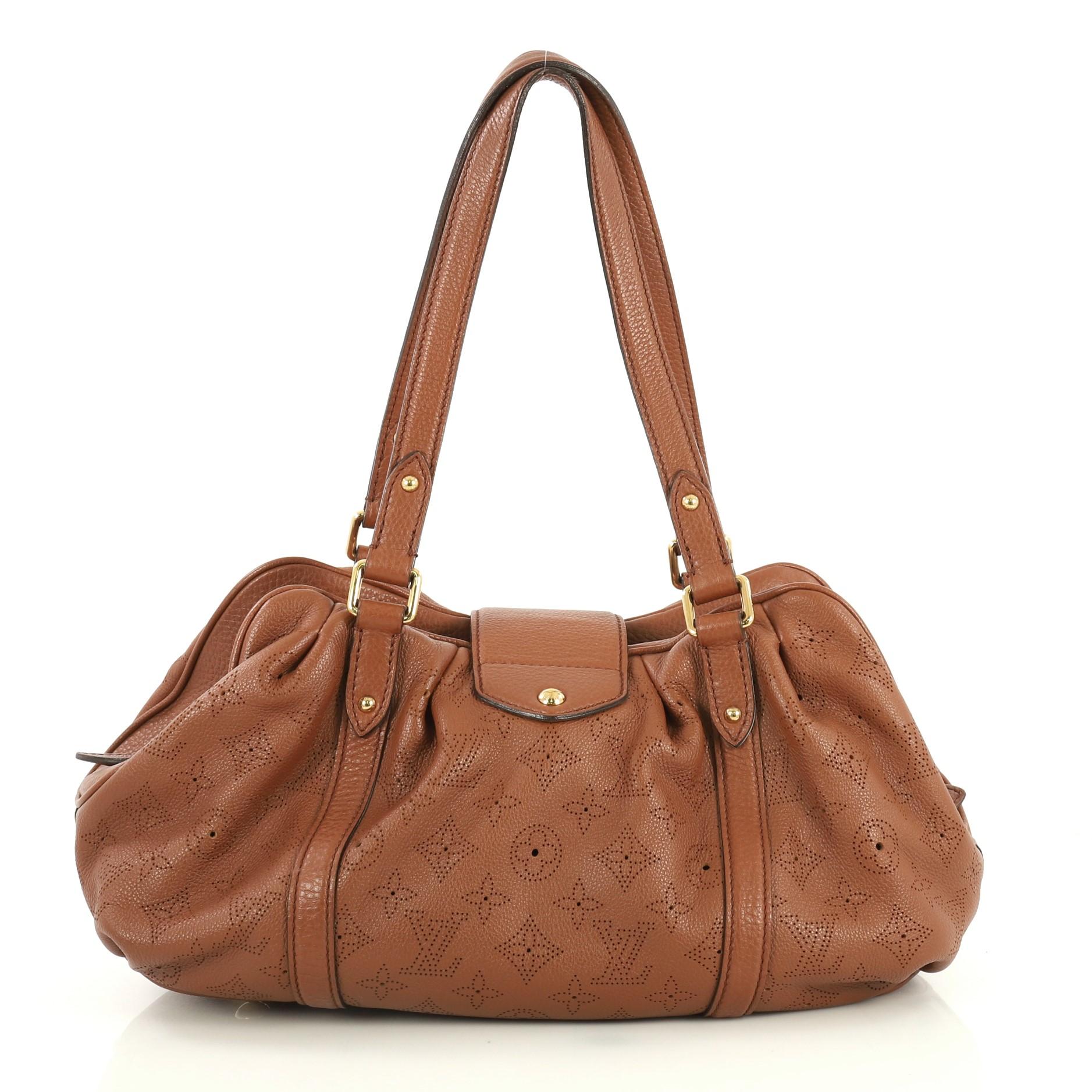 Brown Louis Vuitton Lunar Handbag Mahina Leather PM