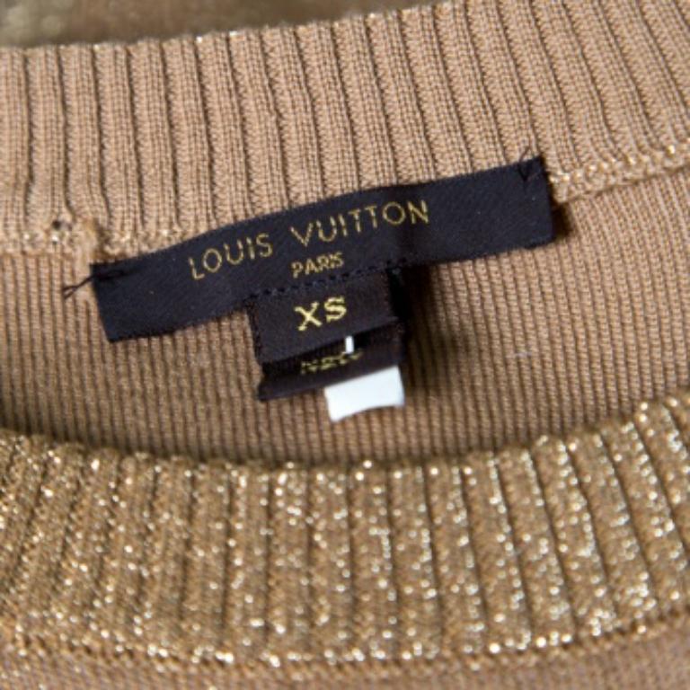 Donna Louis Vuitton - Maglia in lurex con dettaglio patch sulla spalla in pelle scamosciata XS in vendita