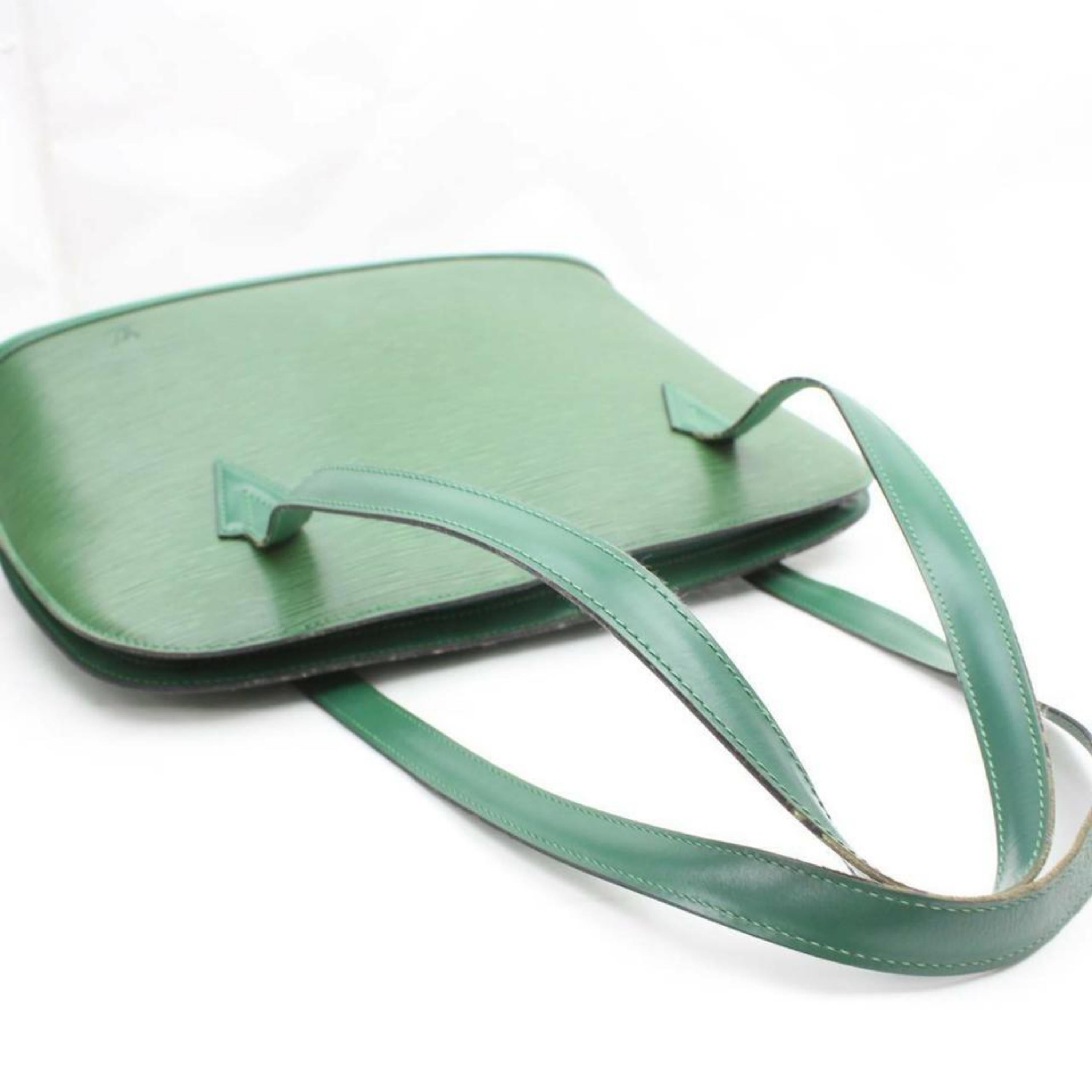 Louis Vuitton Lussac Borneo Zip Tote 869948 Green Leather Shoulder Bag For Sale 5