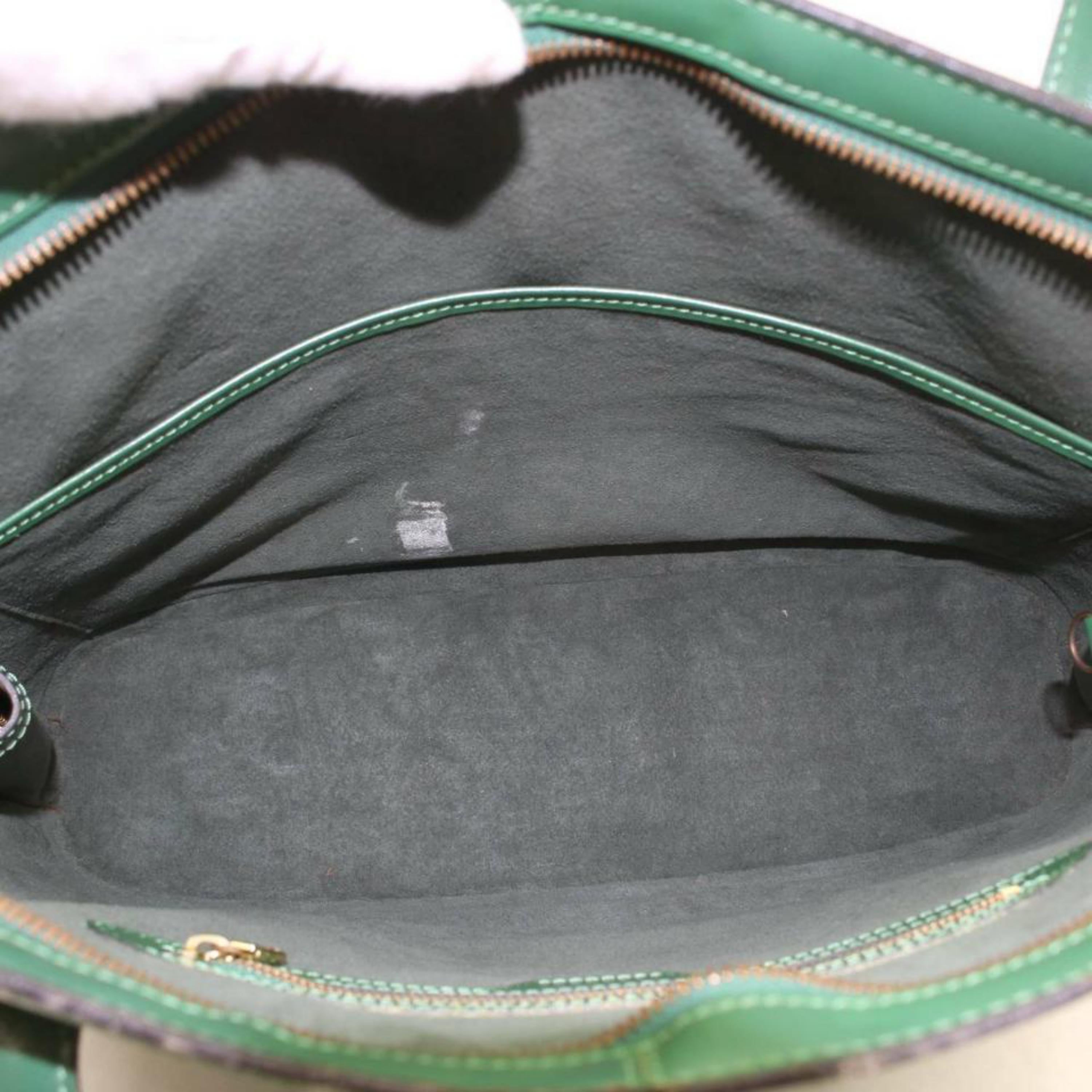 Louis Vuitton Lussac Borneo Zip Tote 869948 Green Leather Shoulder Bag For Sale 6