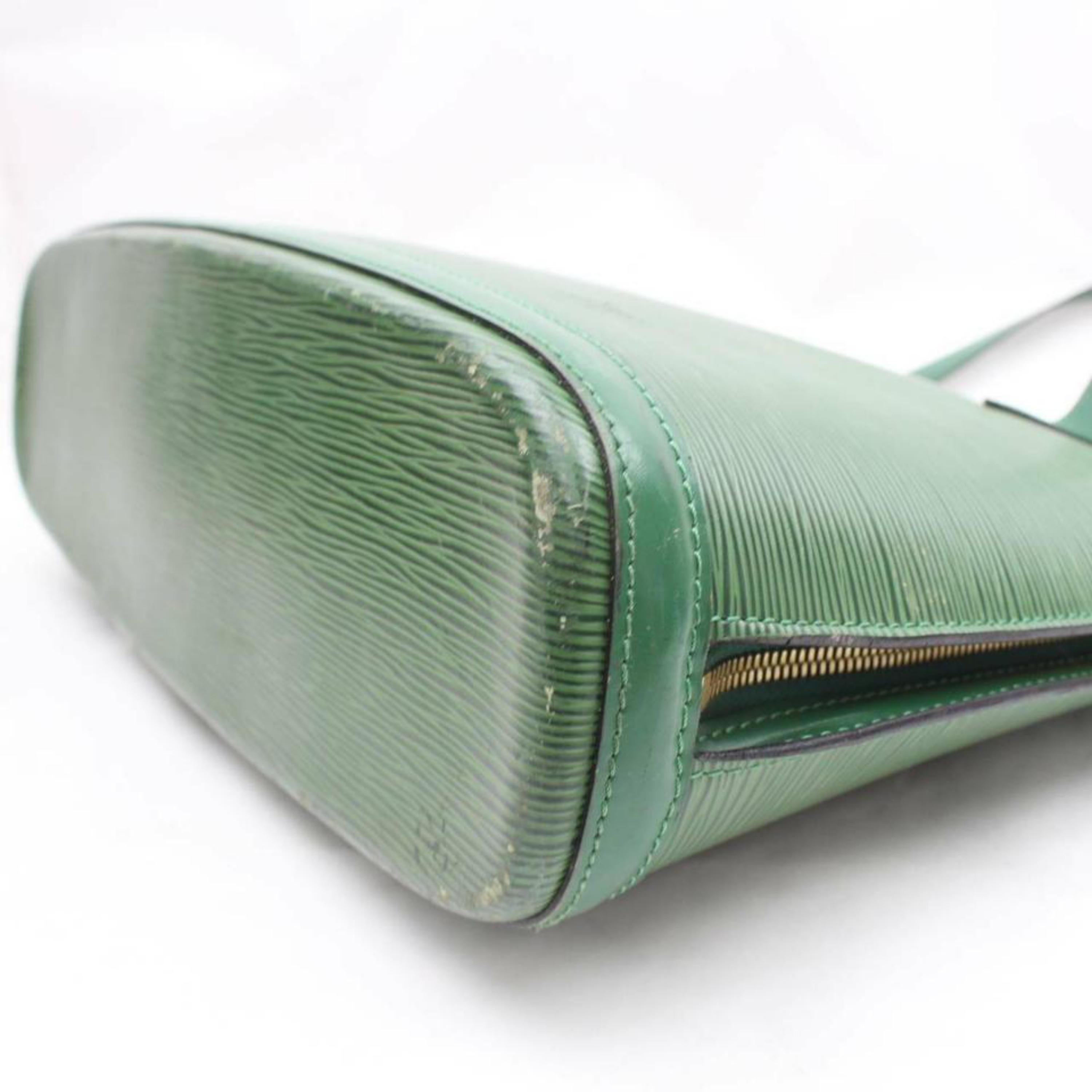 Louis Vuitton Lussac Borneo Zip Tote 869948 Green Leather Shoulder Bag For Sale 7