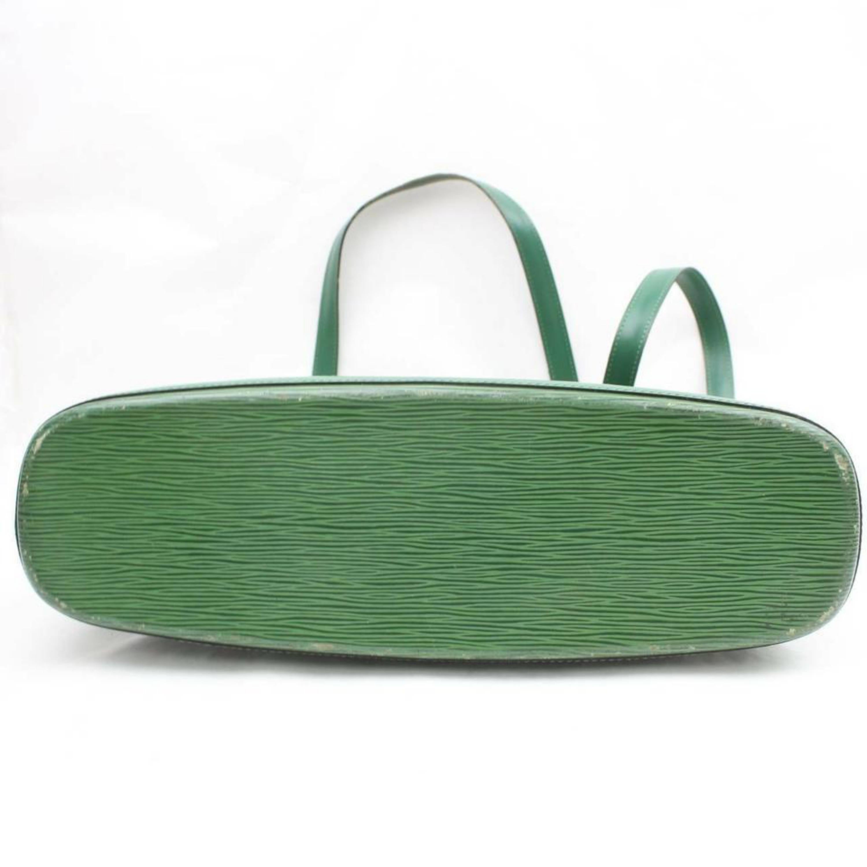 Louis Vuitton Lussac Borneo Zip Tote 869948 Green Leather Shoulder Bag For Sale 2