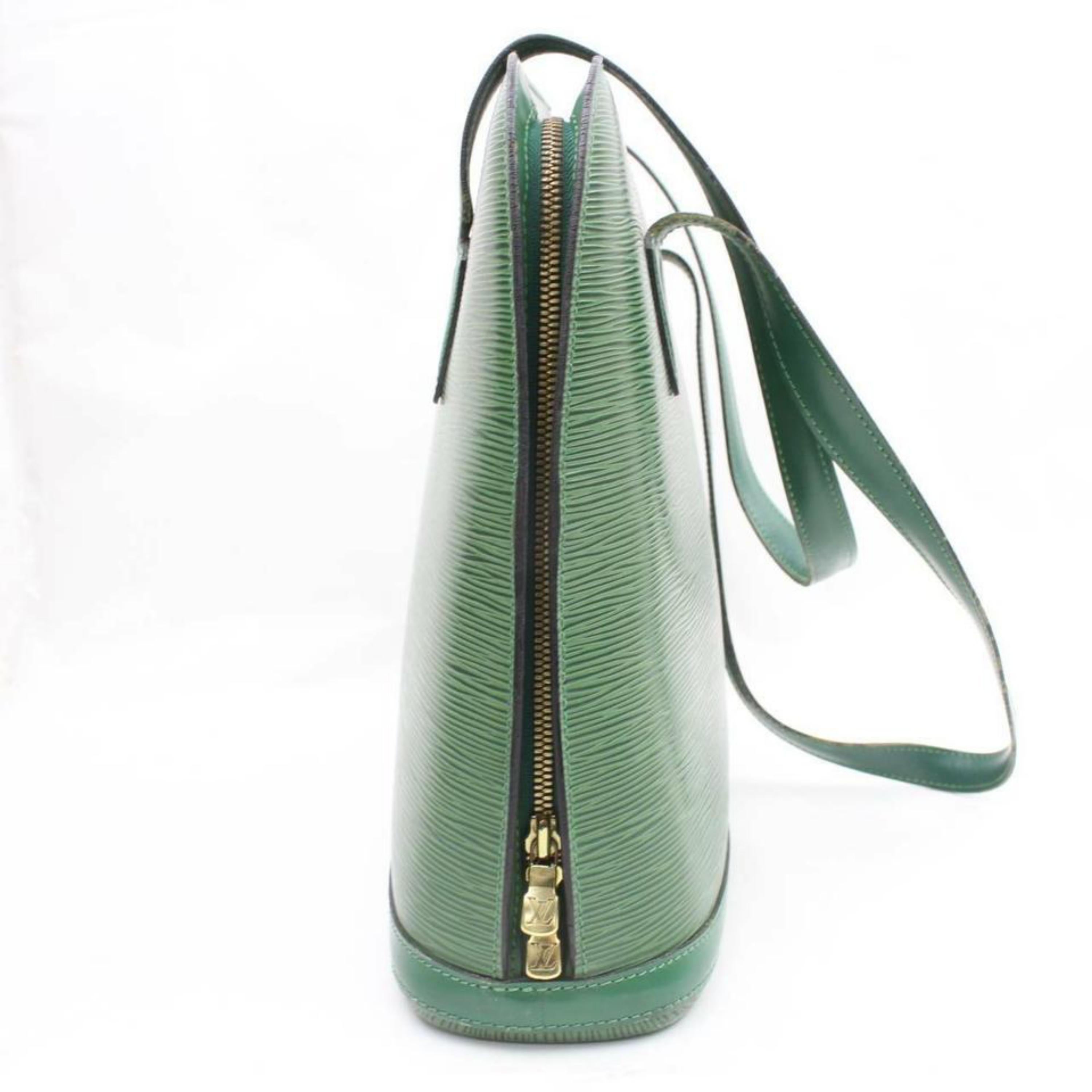 Louis Vuitton Lussac Borneo Zip Tote 869948 Green Leather Shoulder Bag For Sale 3