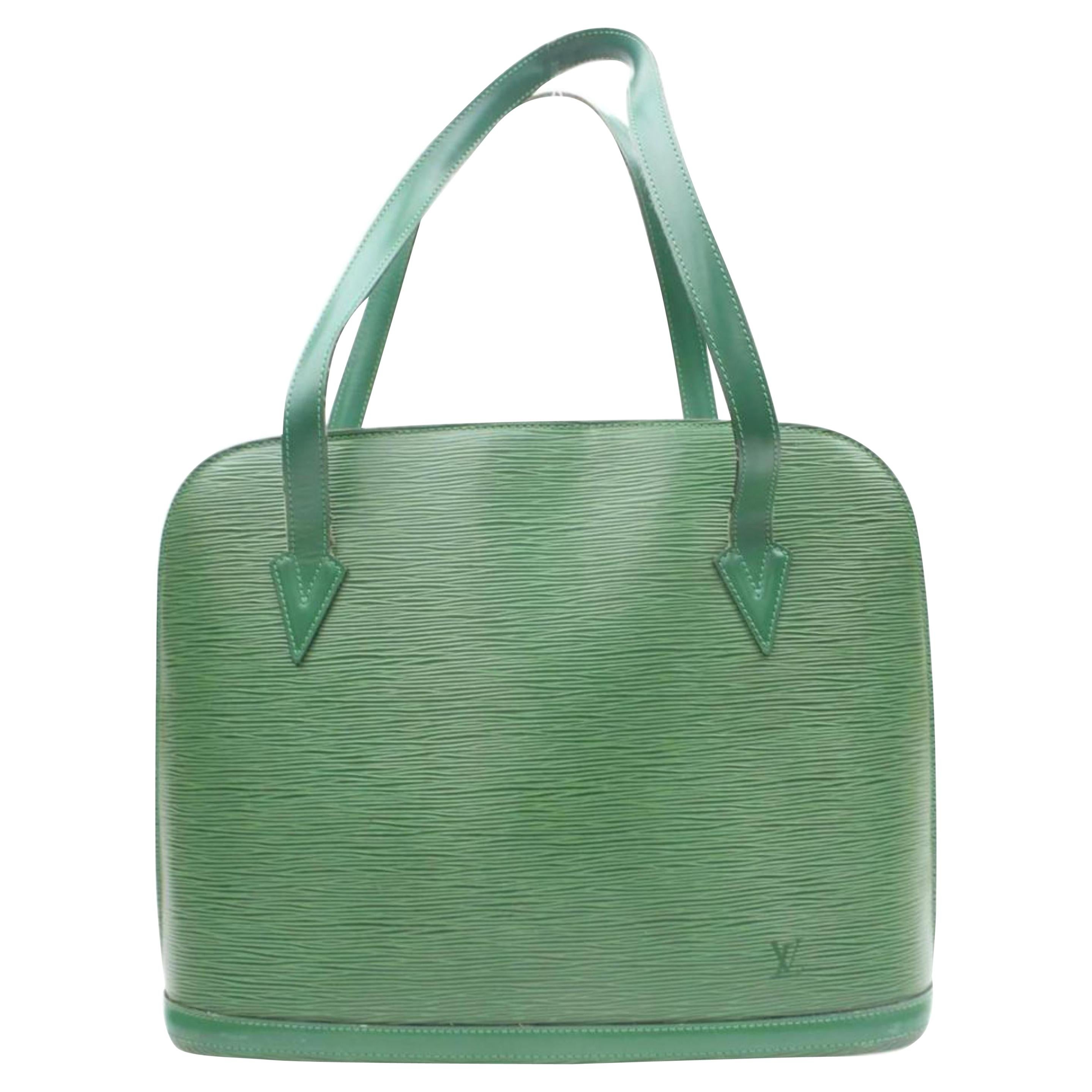 Louis Vuitton Lussac Borneo Zip Tote 869948 Green Leather Shoulder Bag For Sale