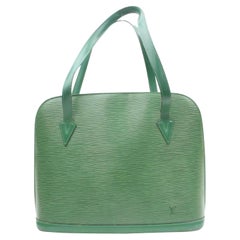 Louis Vuitton Lussac Borneo Zip Tote 869948 Green Leather Shoulder Bag