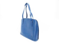 Louis Vuitton Lussac Epi Zip Tote 233517 Blue Leather Shoulder Bag