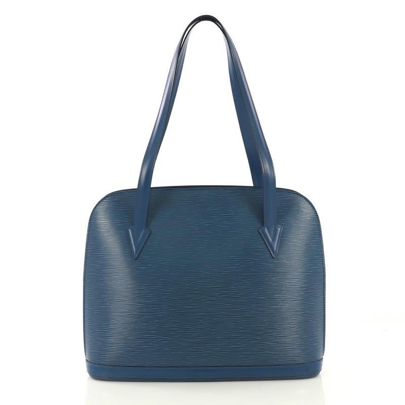 Purple  Louis Vuitton Lussac Handbag Epi Leather