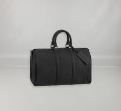 Louis Vuitton LV Aerogram Keepall Bandoulière 40 Bag Black Cowhide Leather